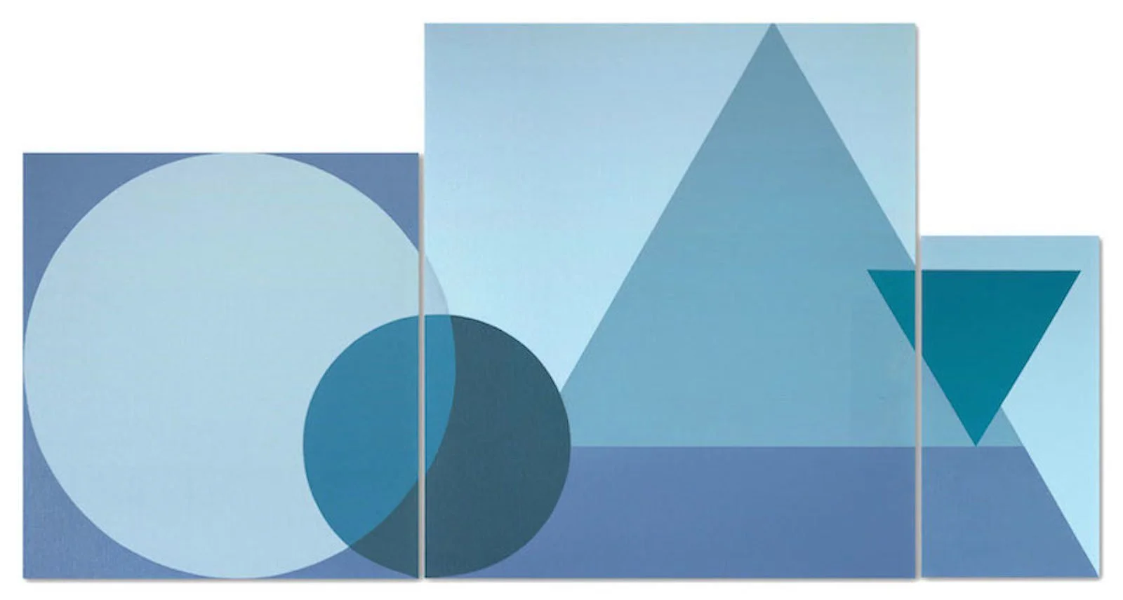 Interlock

2014
Acrylic on canvas mounted on panel
17 × 32 in.

Interlock reflects on the interconnected nature of forms and ideas. Circles and triangles overlap across multiple panels, demonstrating how distinct parts can retain their individuality 