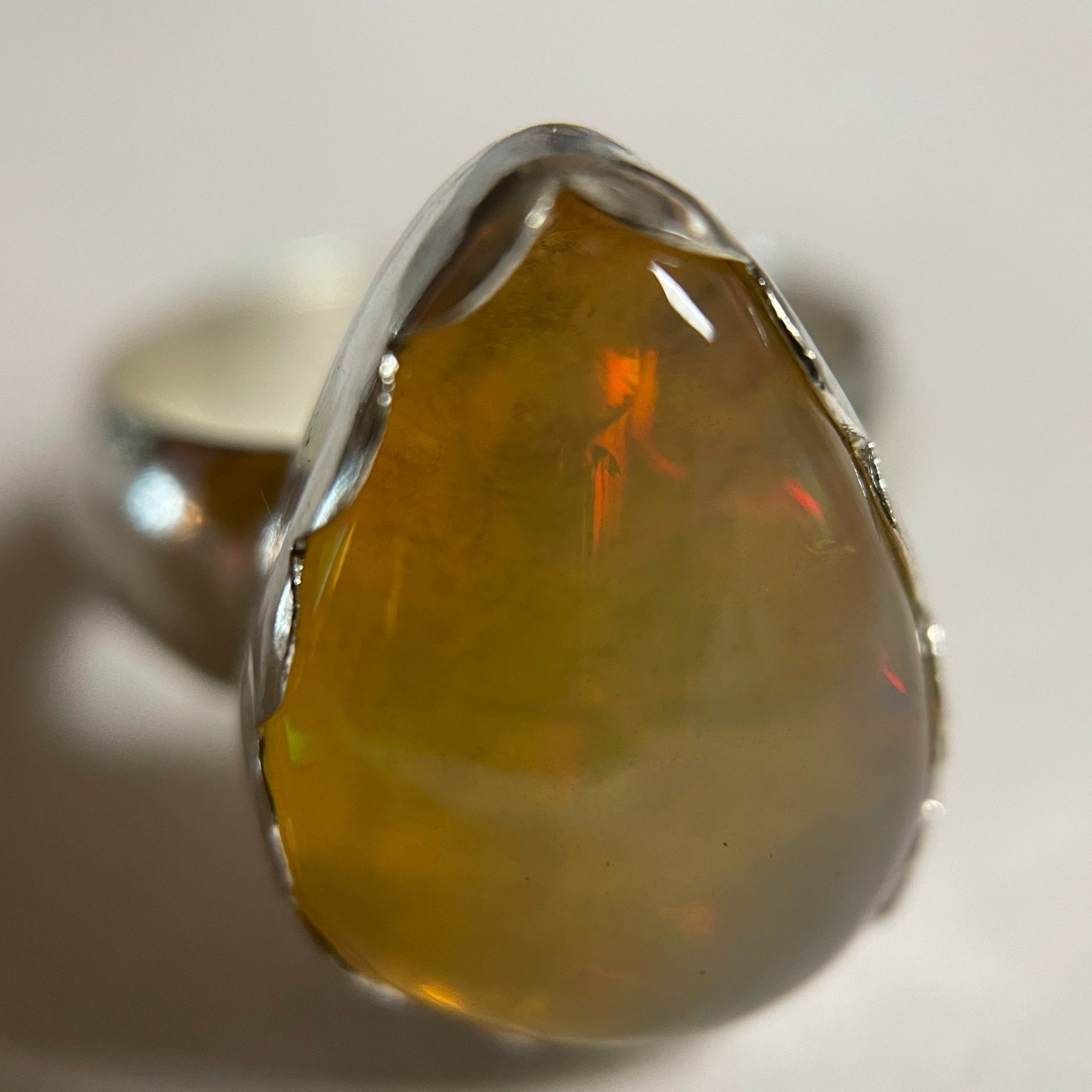 Australian Opal Teardrop Ring
