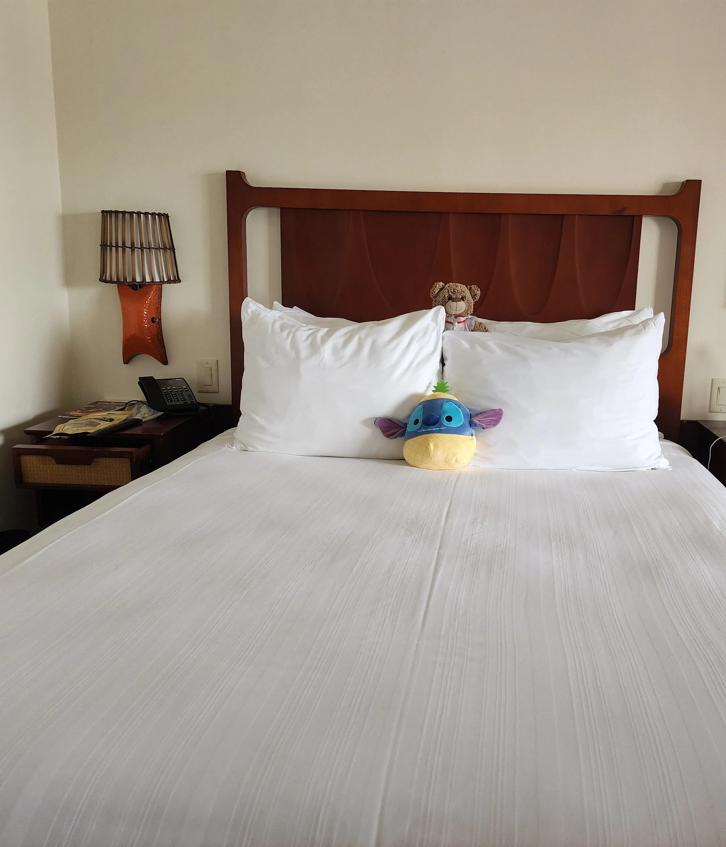 We love returning to our room to find how our stuffy friends have been arranged while we were playing at the parks!