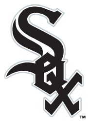 Black and white Chicago White Sox logo with the words 'White Sox' in stylized lettering.