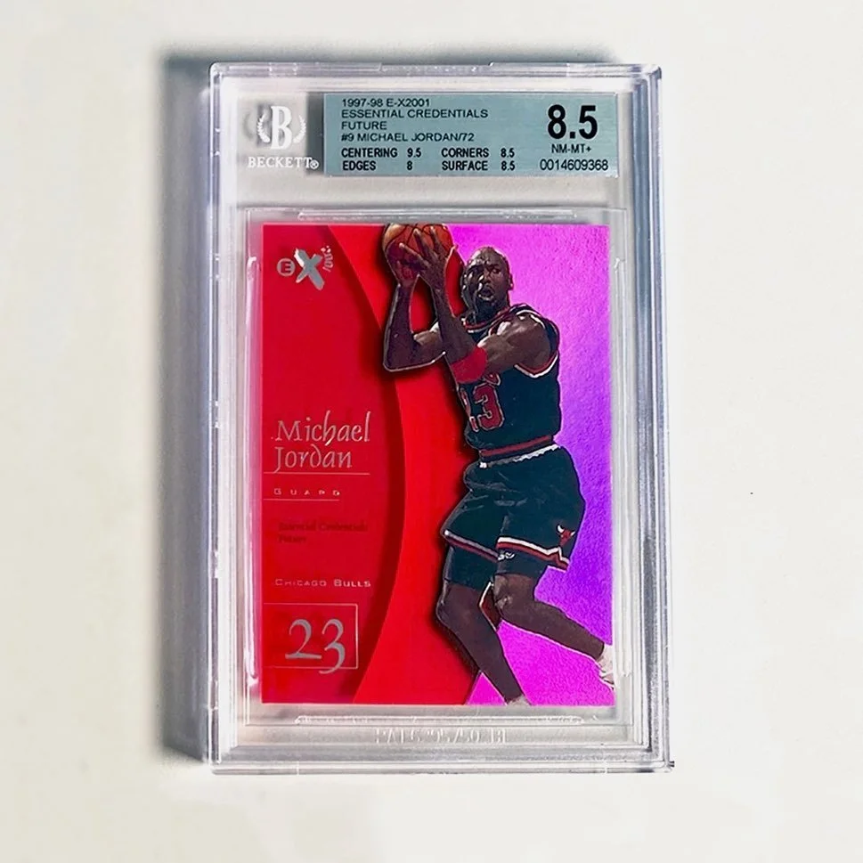 1997 Michael Jordan Credentials Future /72

Aesthetically one of my favorite 90s cards of all time. When we got to see this recently graded copy in hand, we knew we head to have it! Big ups to @coleman_cards for grabbing this with me.