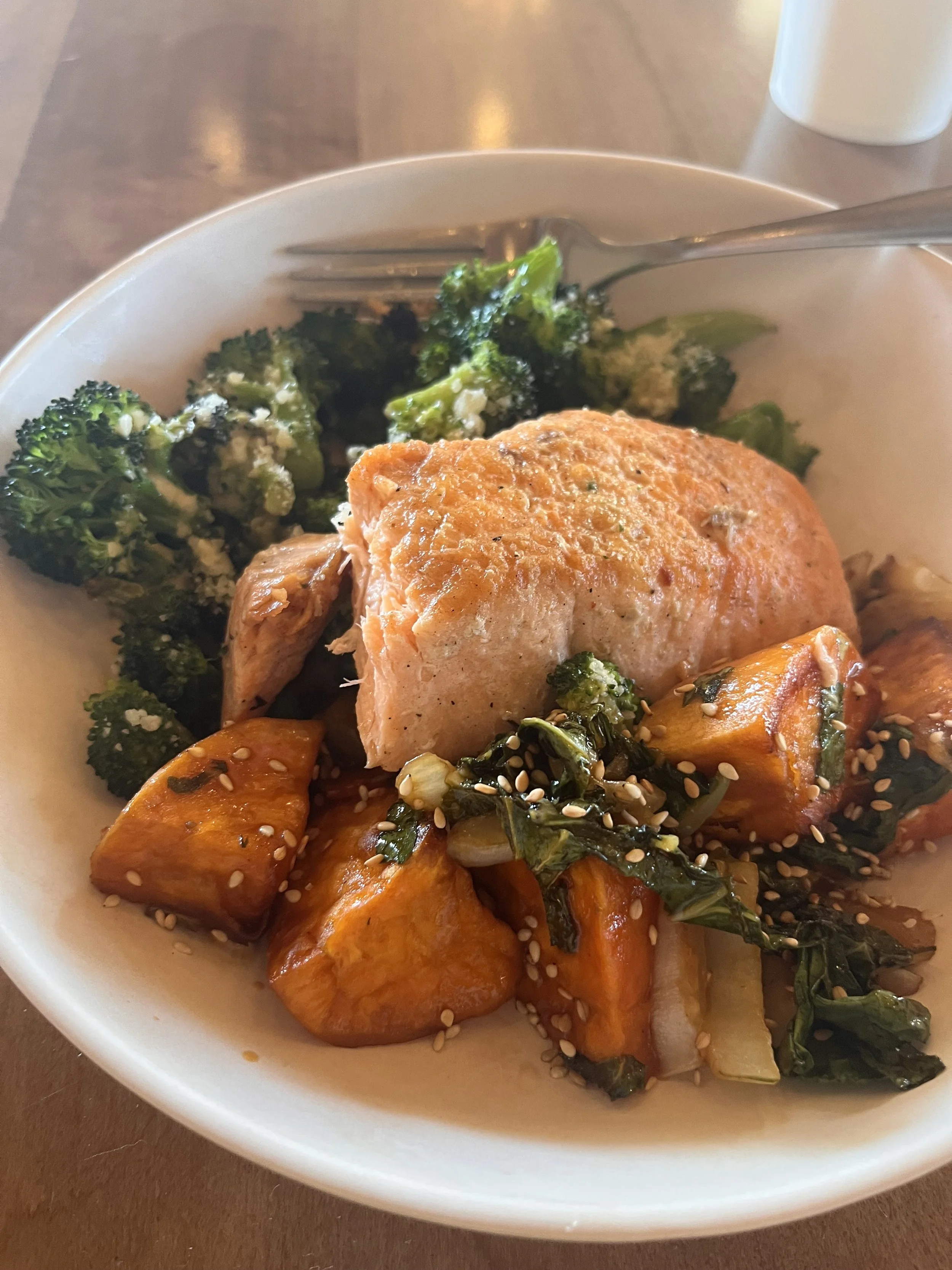 Salmon, Sweet Potatoes, & Bok Choy (Flower Child)