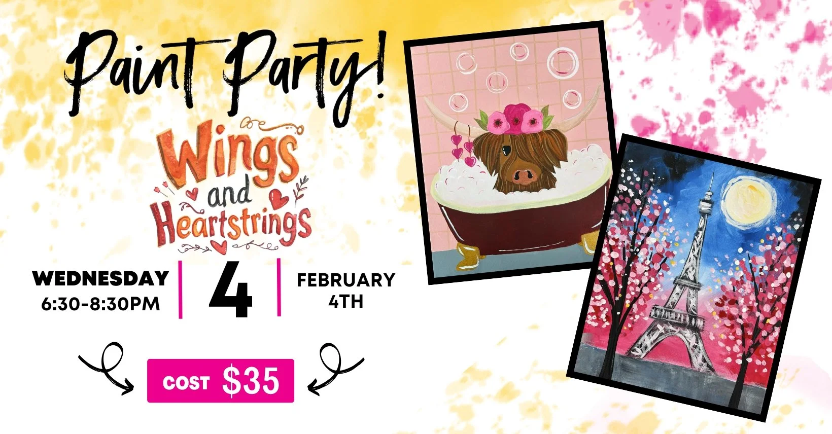 Wings &amp; Heartstrings Paint Party at Blue Ridge BBQ in Lynchburg, VA!