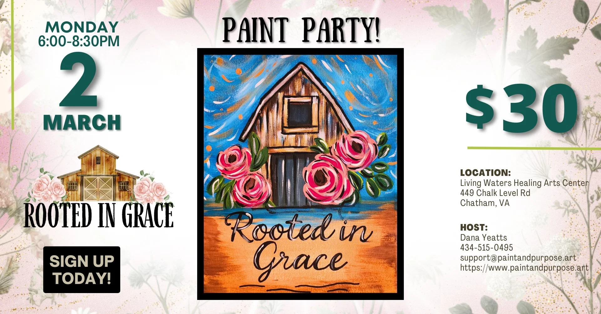 Paint &amp; Praise at Living Waters Healing Arts Center in Chatham, VA!