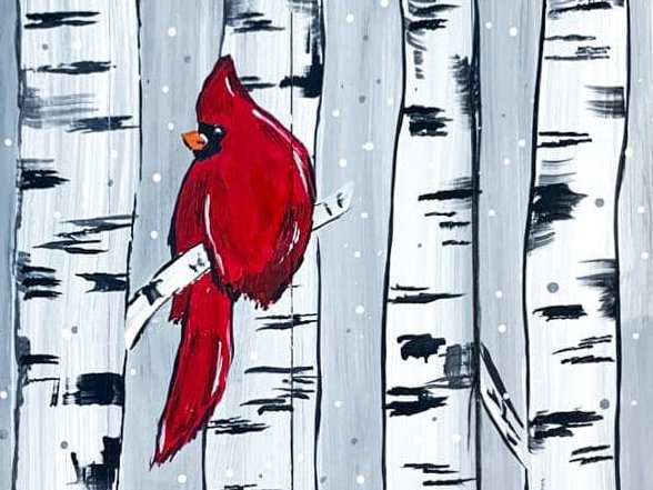 Cardinal In Snow: Kids Art Kit