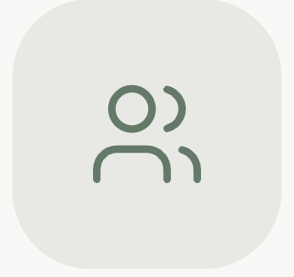 Icono de dos personas estilizadas, uno frente al otro, en un fondo claro.