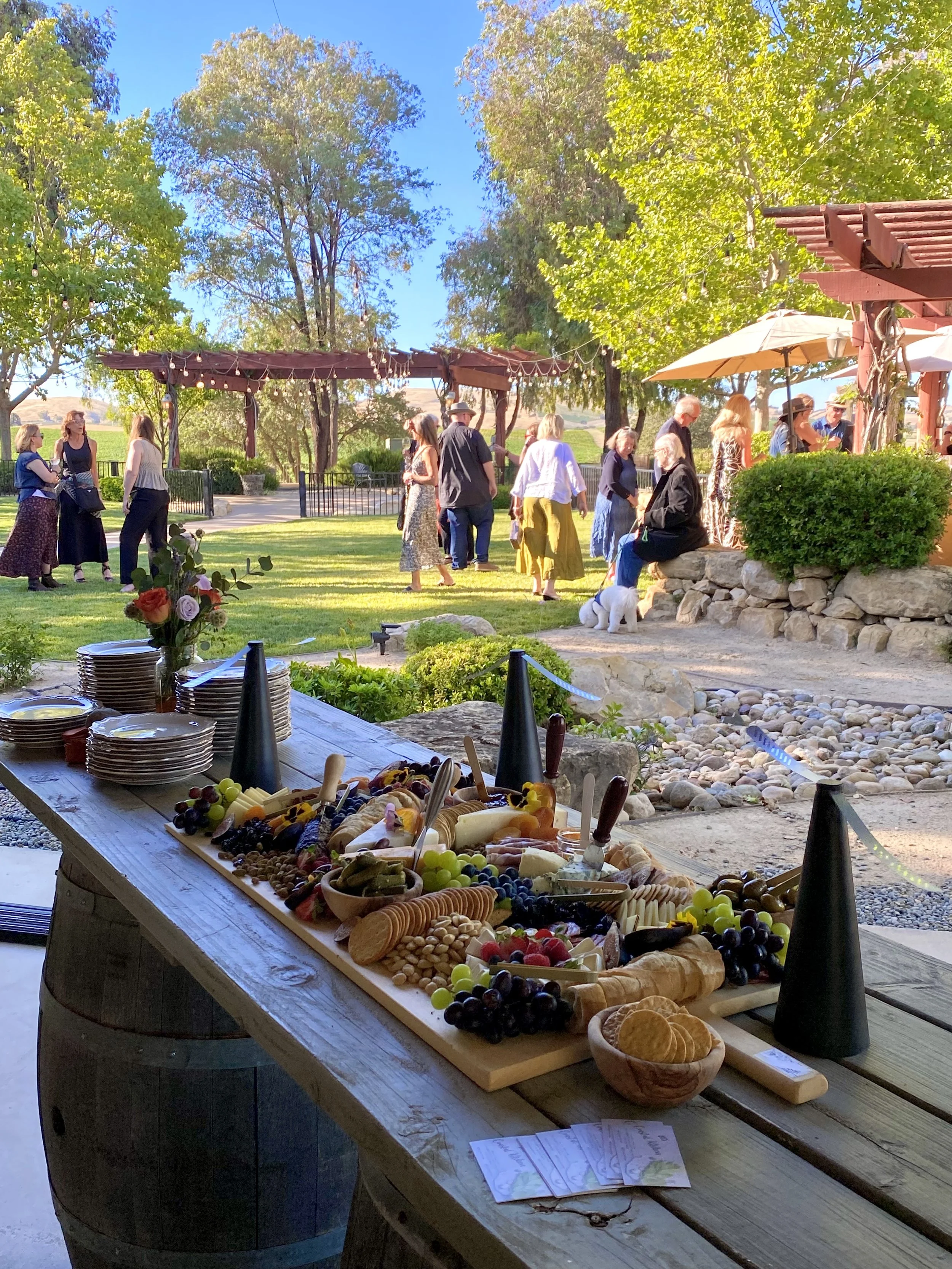 Charcuterie grazing table at private event at Four Sisters Ranch event venue in Paso Robles wine country. 
