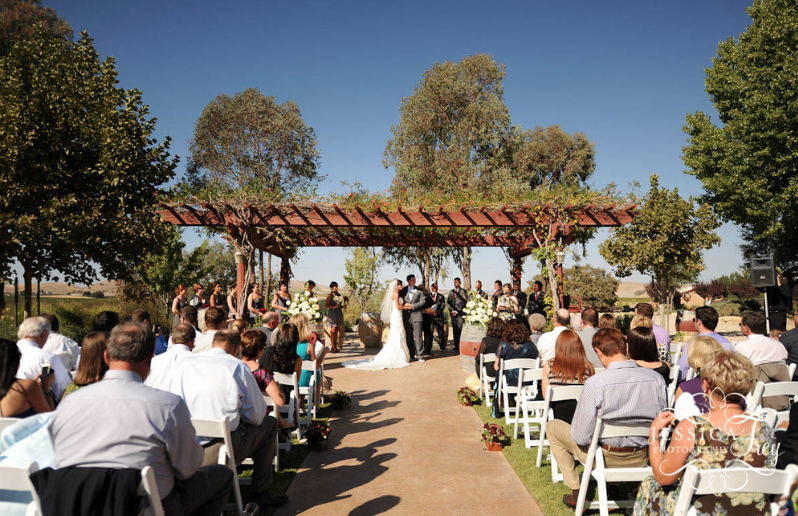Outdoor wedding ceremony with a view at Four Sisters Ranch Vineyards & Winery