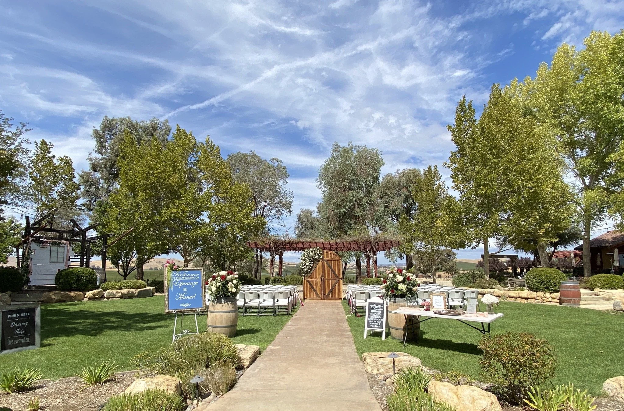 Outdoor wedding ceremony area at Four Sisters Ranch - Paso Robles wine country