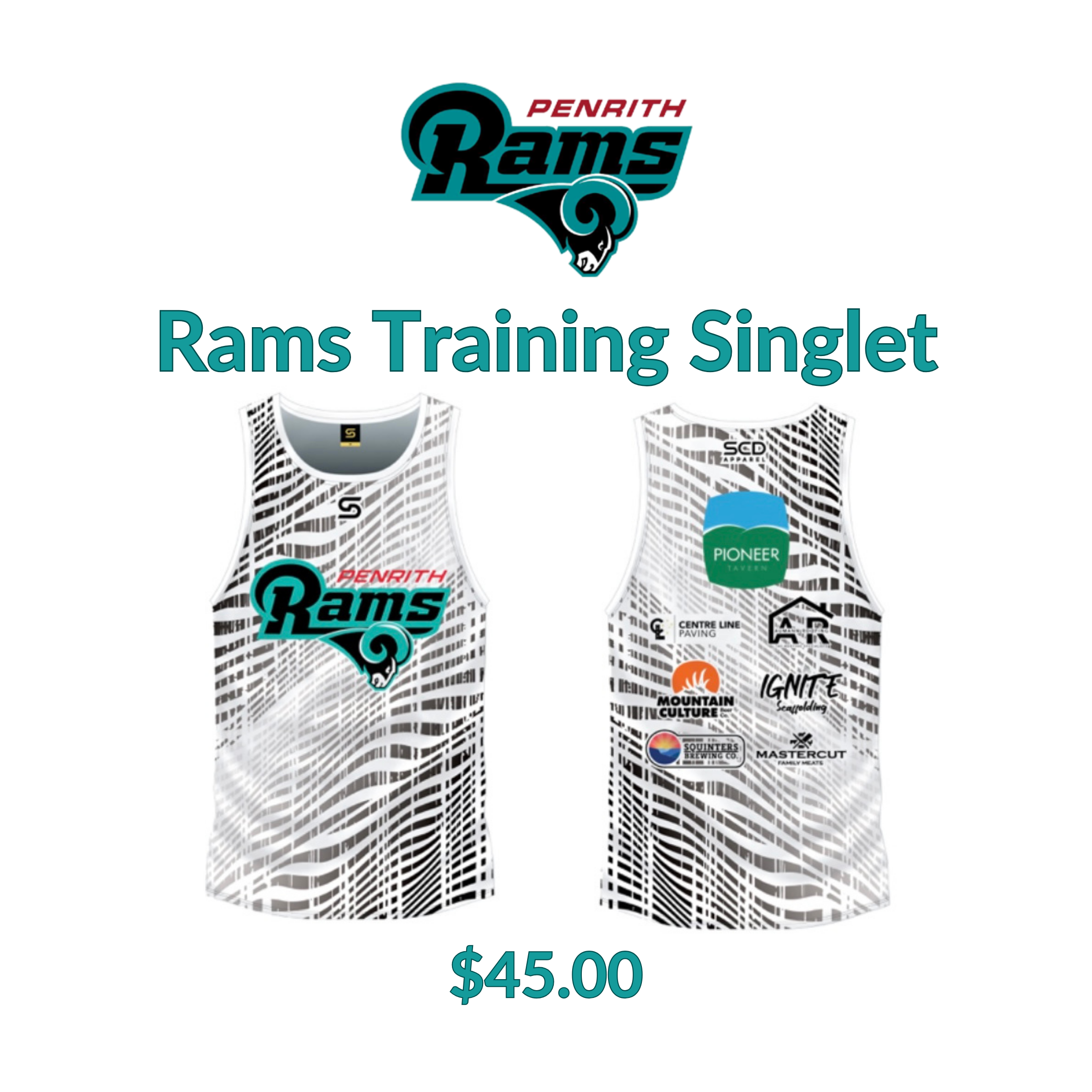 Rams Training Singlet White