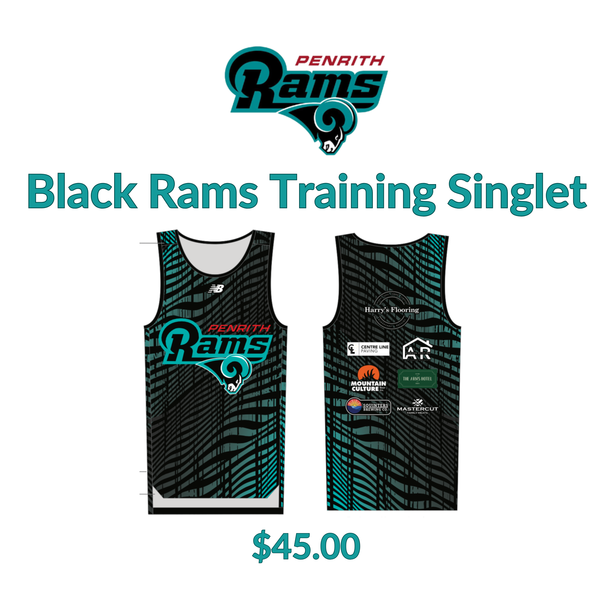 Rams Training Singlet Black