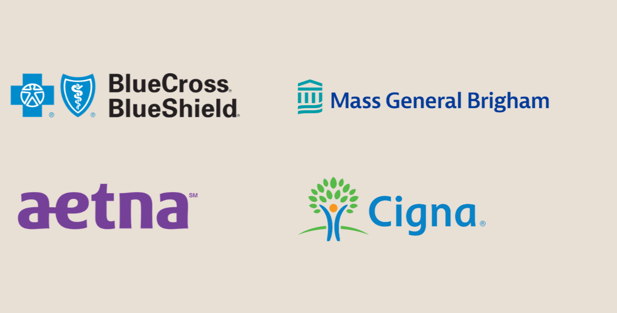 Major insurance plans accepted for fertility acupuncture near Acton, including Blue Cross Blue Shield, Aetna, Cigna, and Mass General Brigham