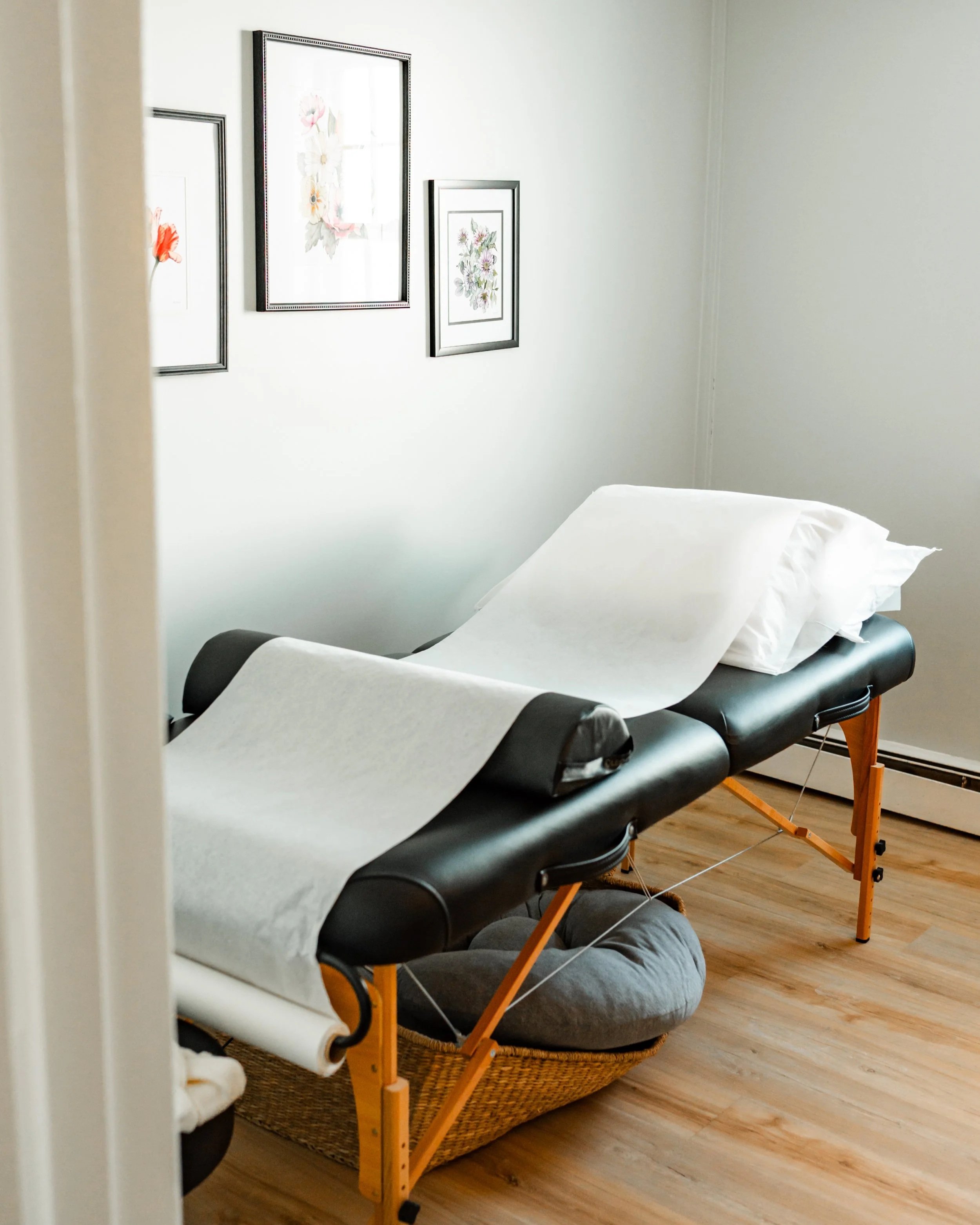 Treatment room at The Violette House acupuncture clinic in Groton, MA