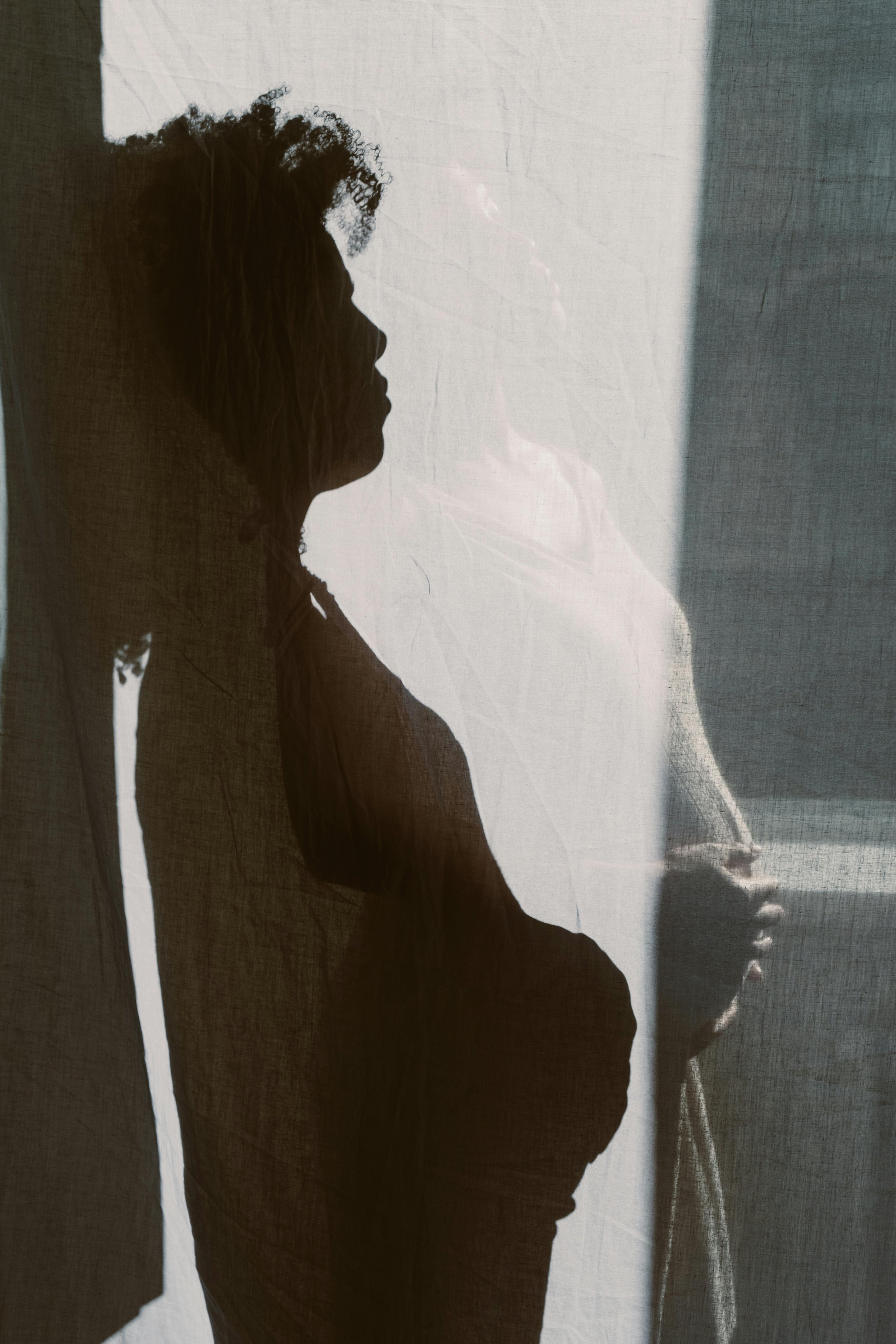 Woman in late pregnancy approaching labor and birth