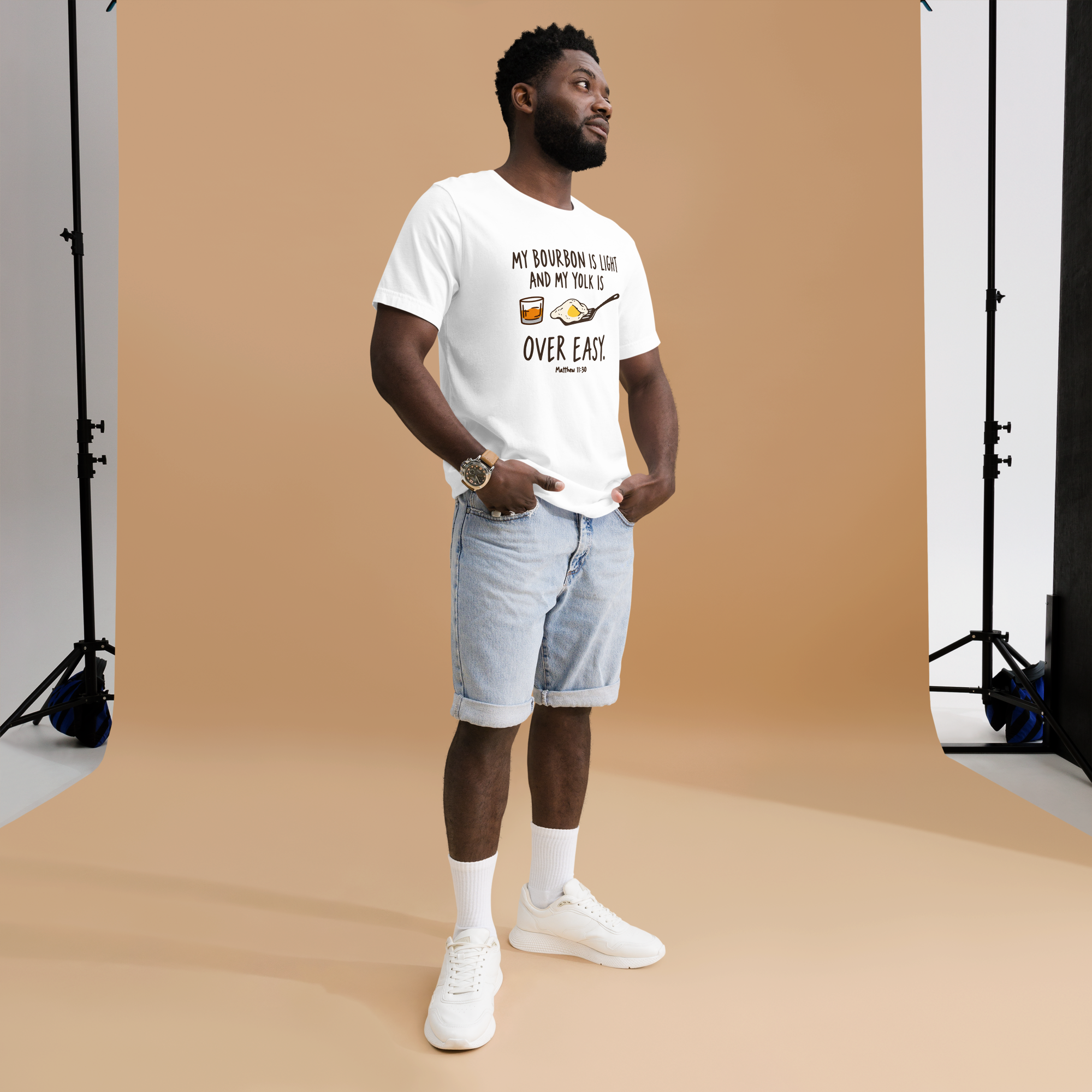tnhyc-my-bourbon-is-light-and-my-yolk-is-overeasy-christian-white-tshirt-model-02.png