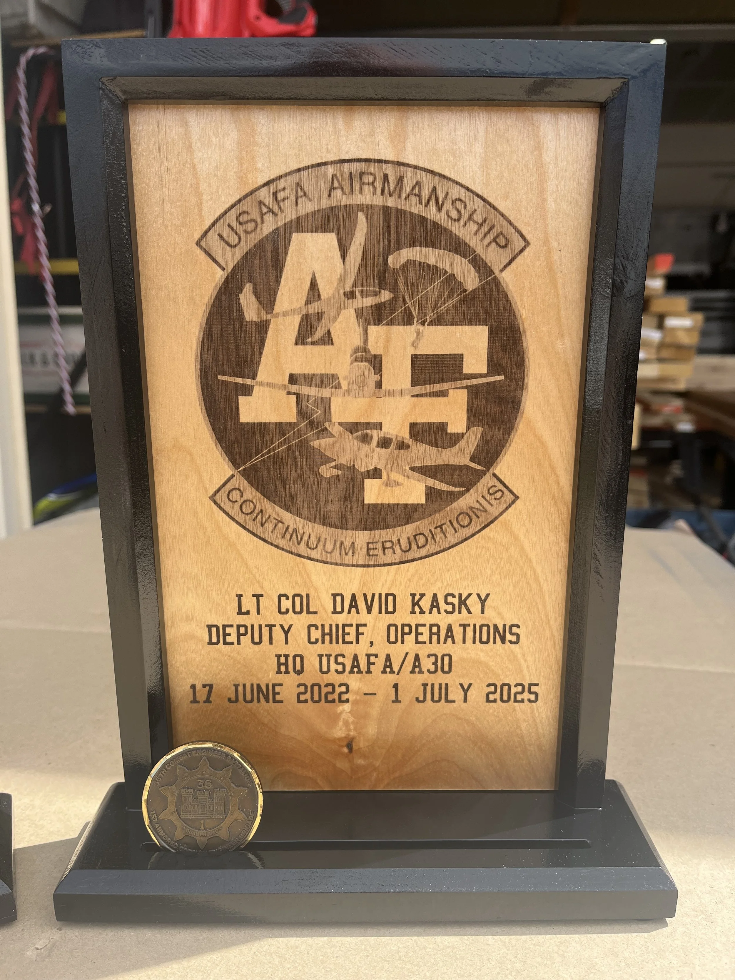 Appreciation plaque with challenge Coin Holder