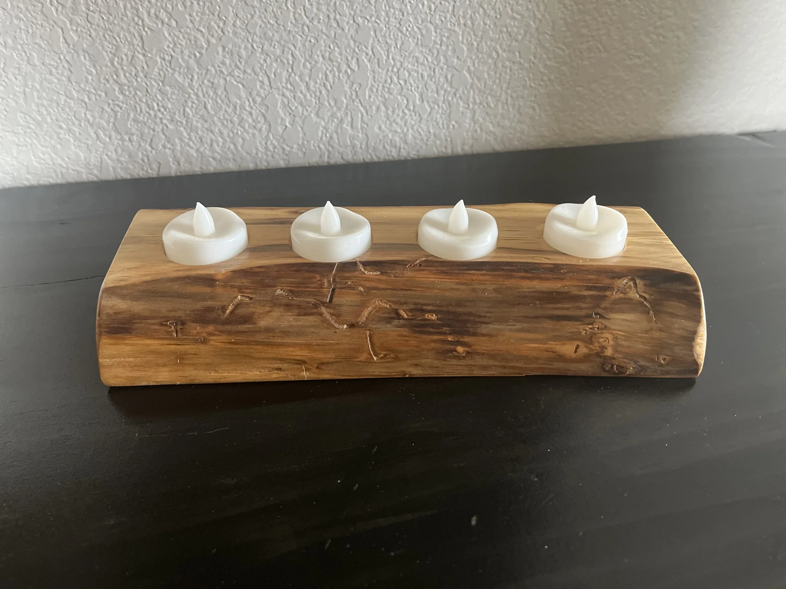 Natural Live‑Edge Wood Tealight Candle Holder — Handcrafted & One‑of‑a‑Kind