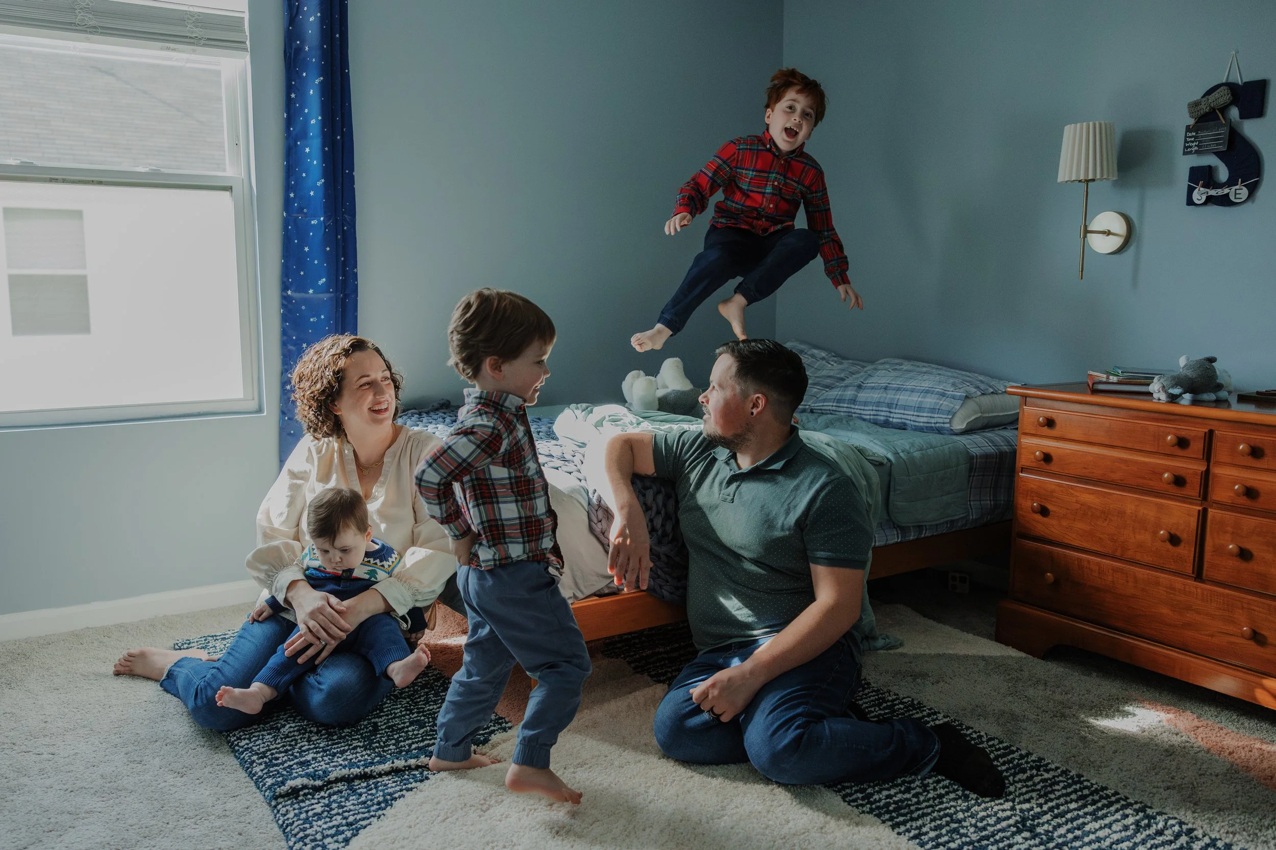 Fun &amp; Energetic In-Home Family Photo Session With 3 Boys in Raleigh, NC