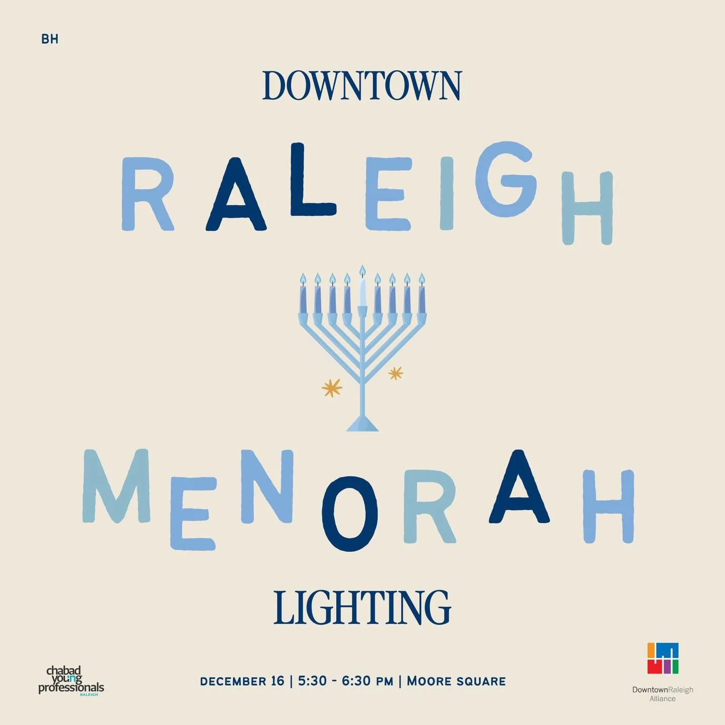 There is no better time to shine the light and love of Chanukah through our beloved Downtown community. ⁣
⁣
Join us in celebrating the festival of lights with a beautiful Menorah lighting ceremony, led by Mayor @janetrayecowell in Moore Square. ⁣
⁣
T