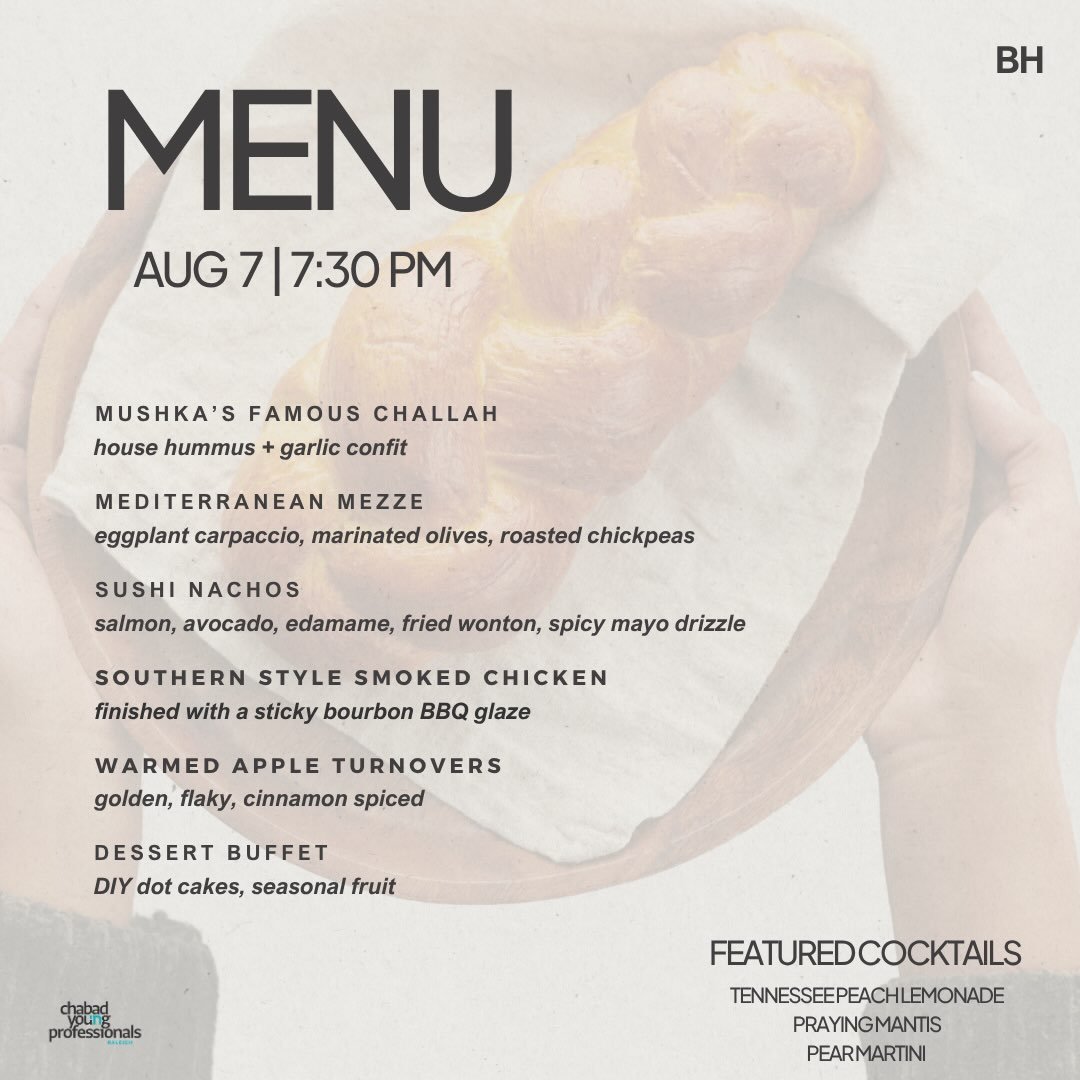 This menu may just be one more reason to hop on over to The Shul for our favorite time of the month. ⁣
 ⁣
It&rsquo;s an intentional pause at the end of a noisy week. We put our phones down, lift our wine glasses up, and show up fully present to welco
