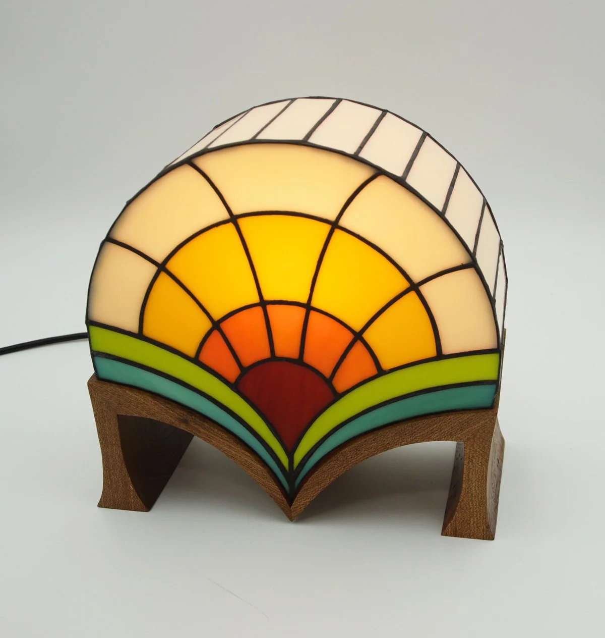 Eirlume Studio Stained Glass Art Deco Lamp