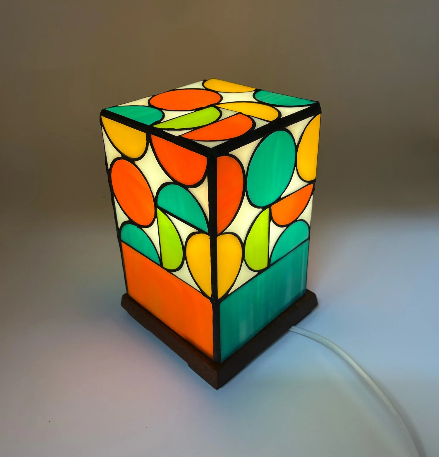 Eirlume Studio Stained Glass Lamp Mid Century Design 