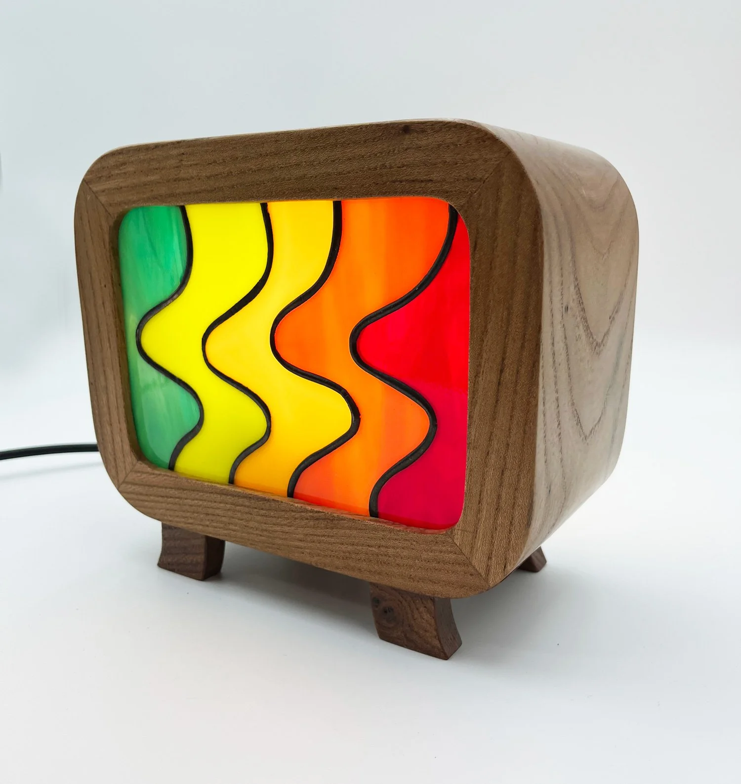 Eirlume Studio Stained Glass Lamp Retro TV