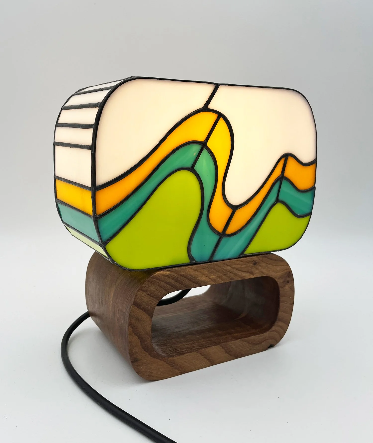 Eirlume Studio Stained Glass Lamp Green Wave 
