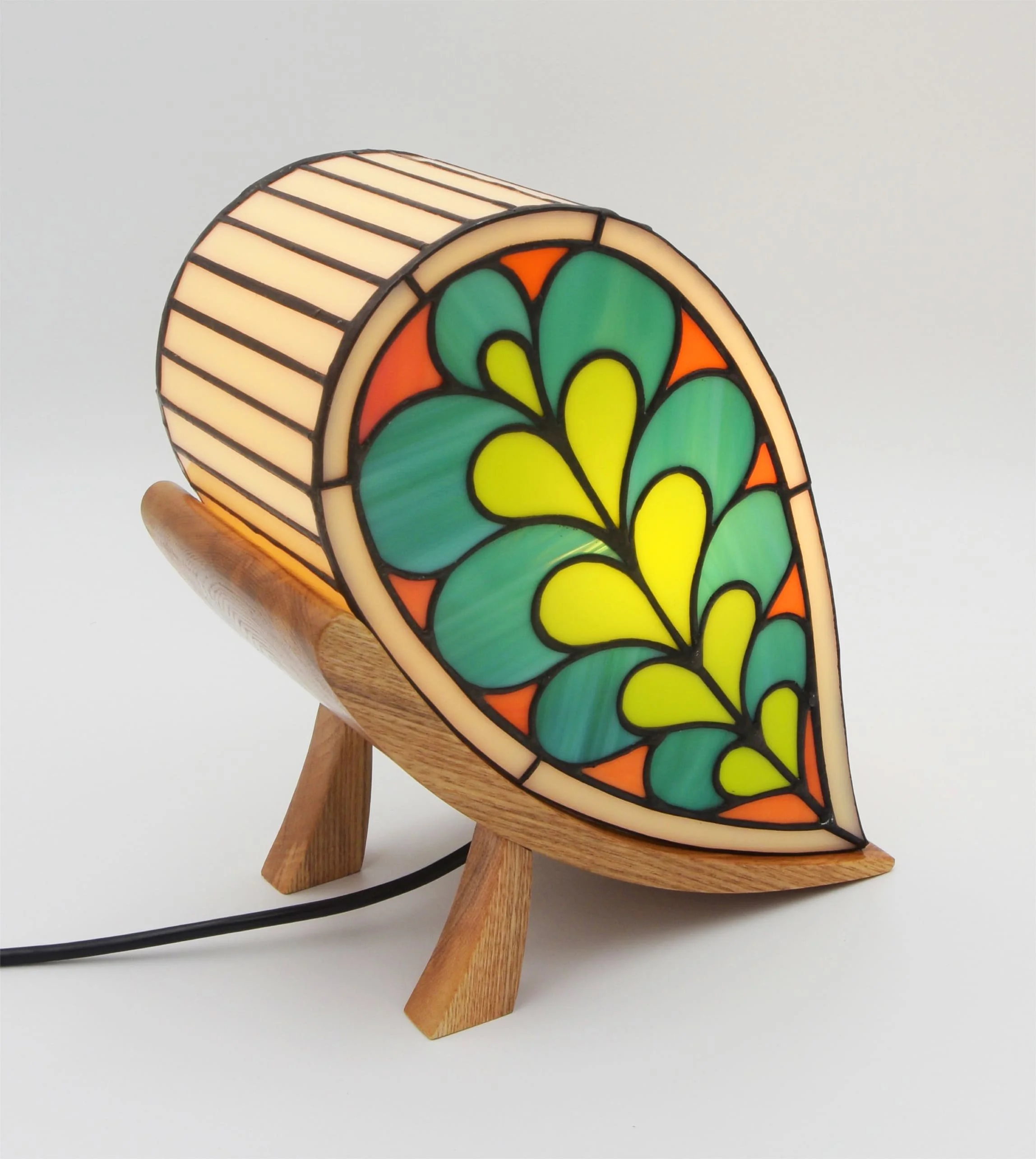 Eirlume Studio Stained Glass Lamp Leaf Design Front