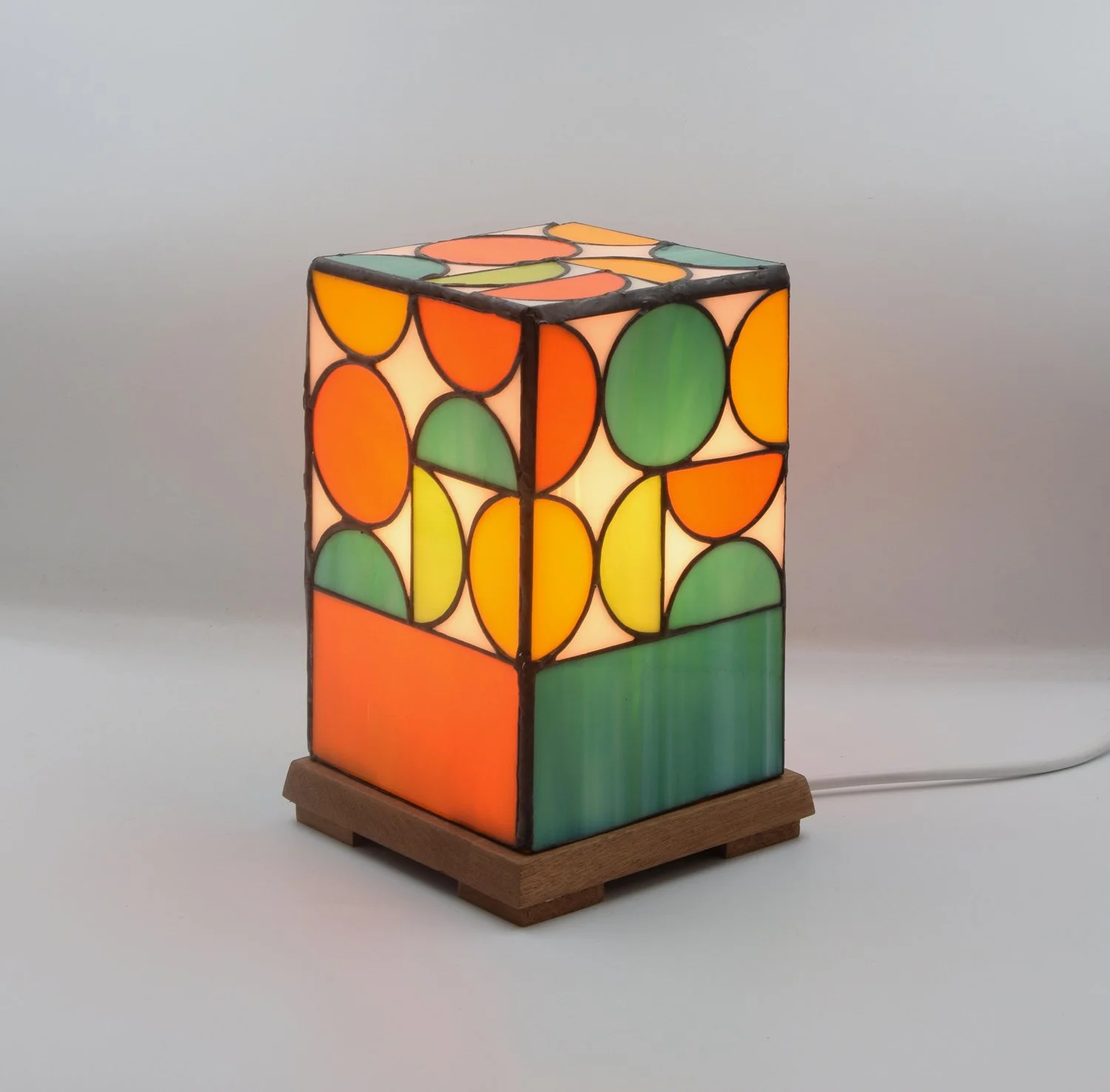 Eirlume Studio Stained Glass Lamp Abstract Design Front