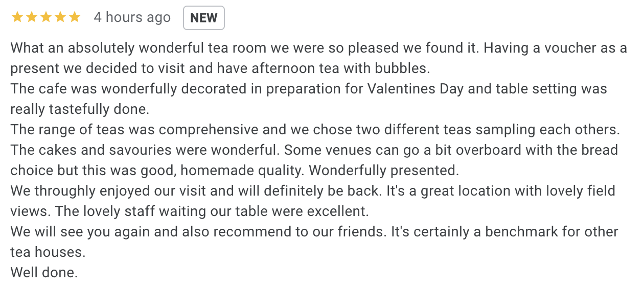 Another 5 star review for The Artea Room