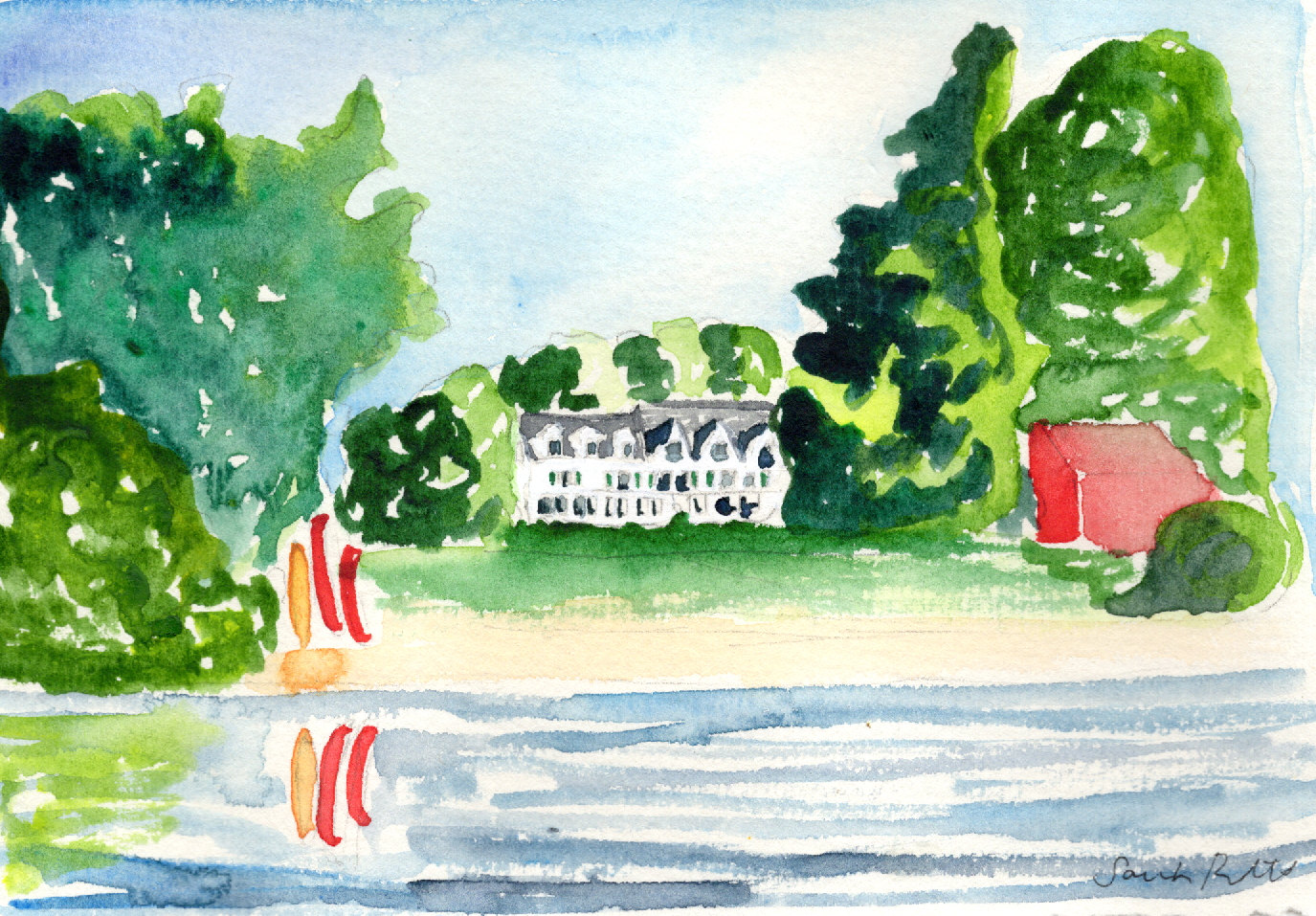 |The Inn at Pleasant Lake in Summer, 7 x 5in Fine Art Print|