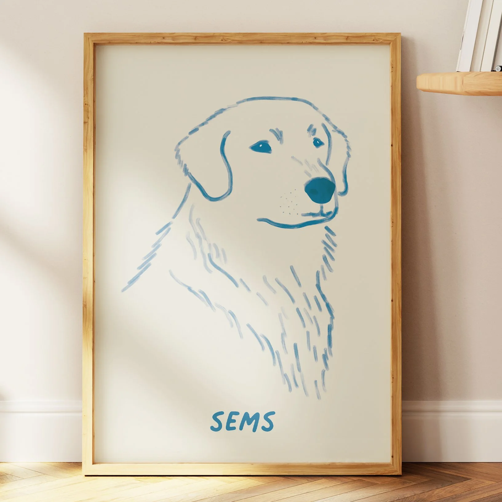 Skicēta ilustrācija ar mājdzīvnieku – suns vai kaķis, zīmēts ar vienkāršām līnijām. Skaista dāvana mājdzīvnieku mīļotājiem