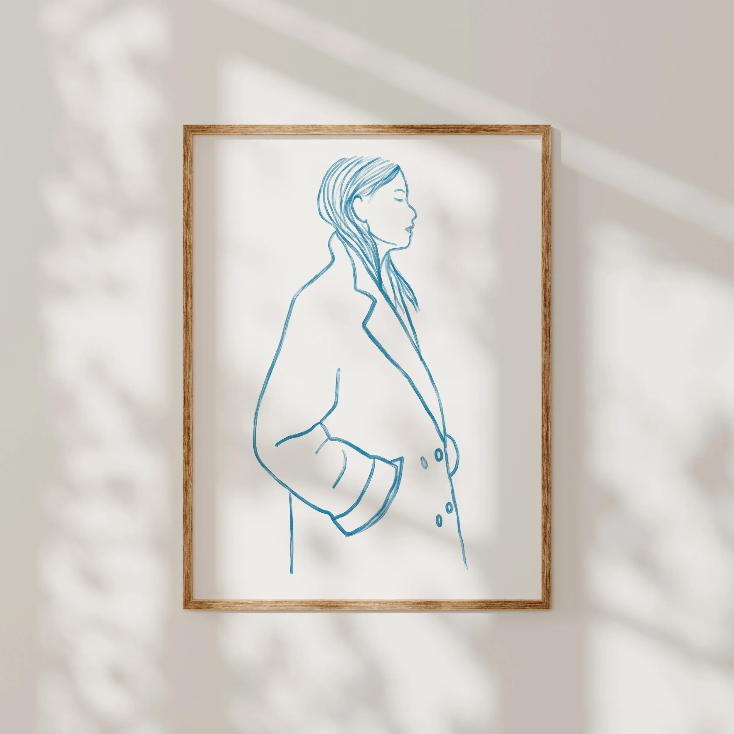 Skicēta ilustrācija pēc pasūtījuma – piemērs ar cilvēka portretu un fona elementiem. Ideāla personalizēta dāvana. 
