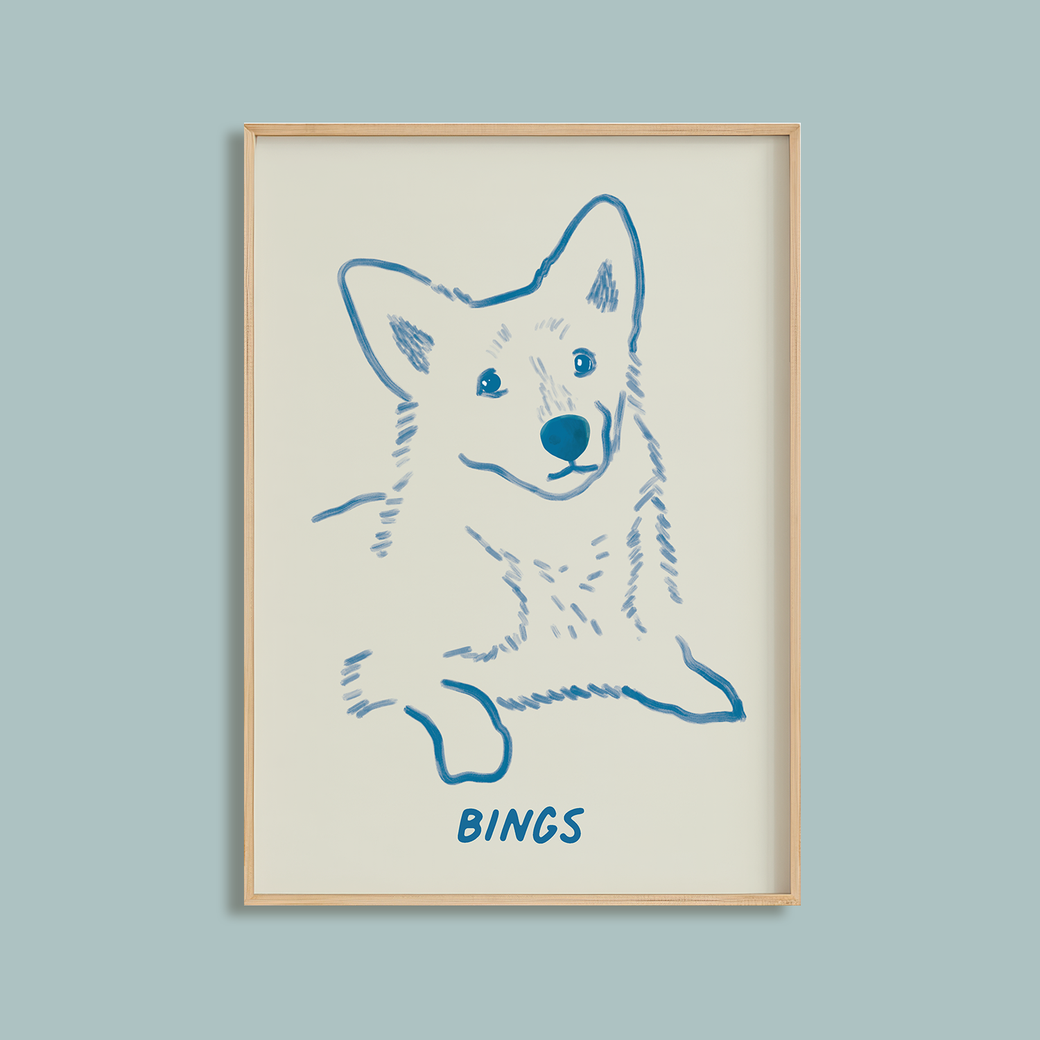 Skicēta ilustrācija ar mājdzīvnieku – suns vai kaķis, zīmēts ar vienkāršām līnijām. Skaista dāvana mājdzīvnieku mīļotājiem