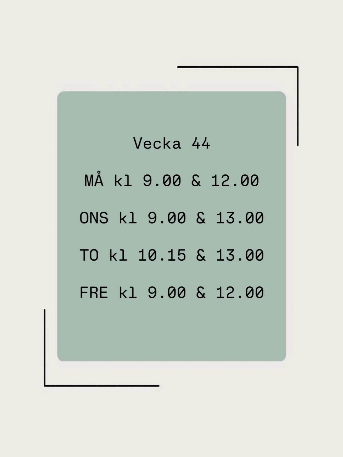 Lediga tider vecka 44. Ring 019-2782995 f&ouml;r att boka eller boka via v&aring;ra hemsidor