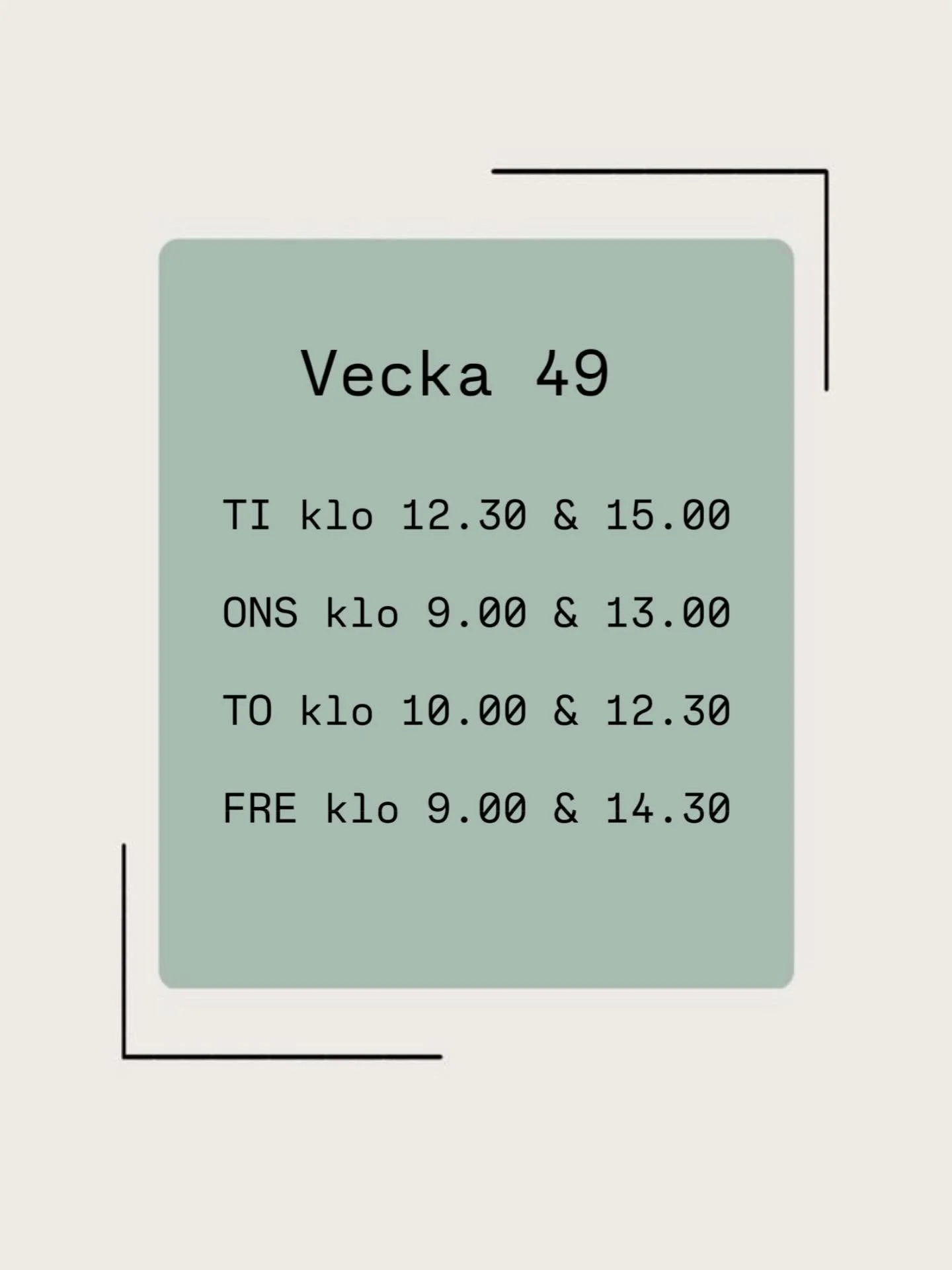 Lediga tider vecka 49. Ring 019-2782995 f&ouml;r att boka eller boka via v&aring;ra hemsidor