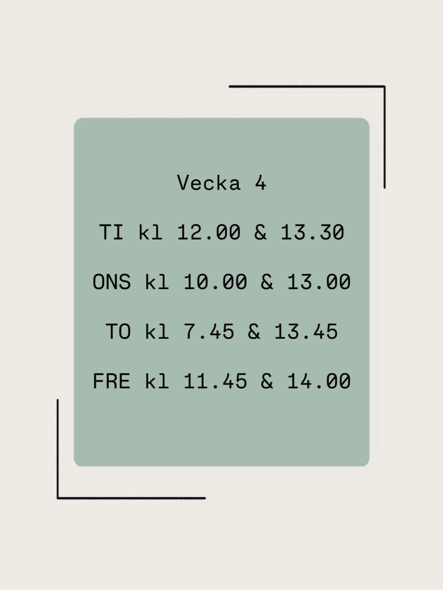 Lediga tider vecka 4. Ring 019-2782995 f&ouml;r att boka eller boka via v&aring;ra hemsidor