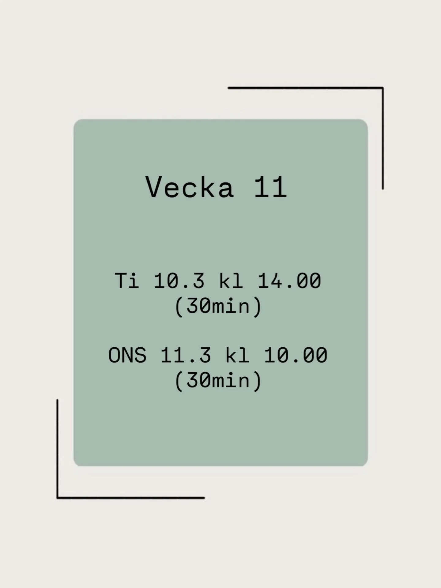 Lediga tider vecka 11. Ring 019-2782995 f&ouml;r att boka eller boka via v&aring;ra hemsidor