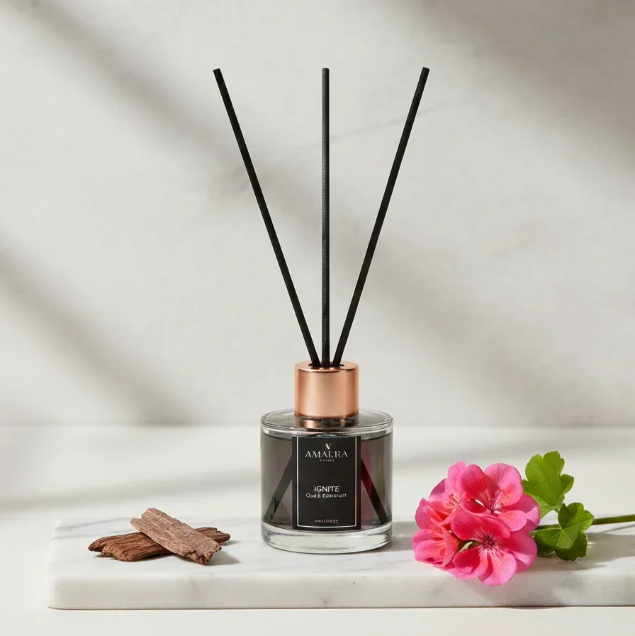 Amaura London | Ignite - Luxury Mini Reed Diffuser | Oud & Geranium | 50ml