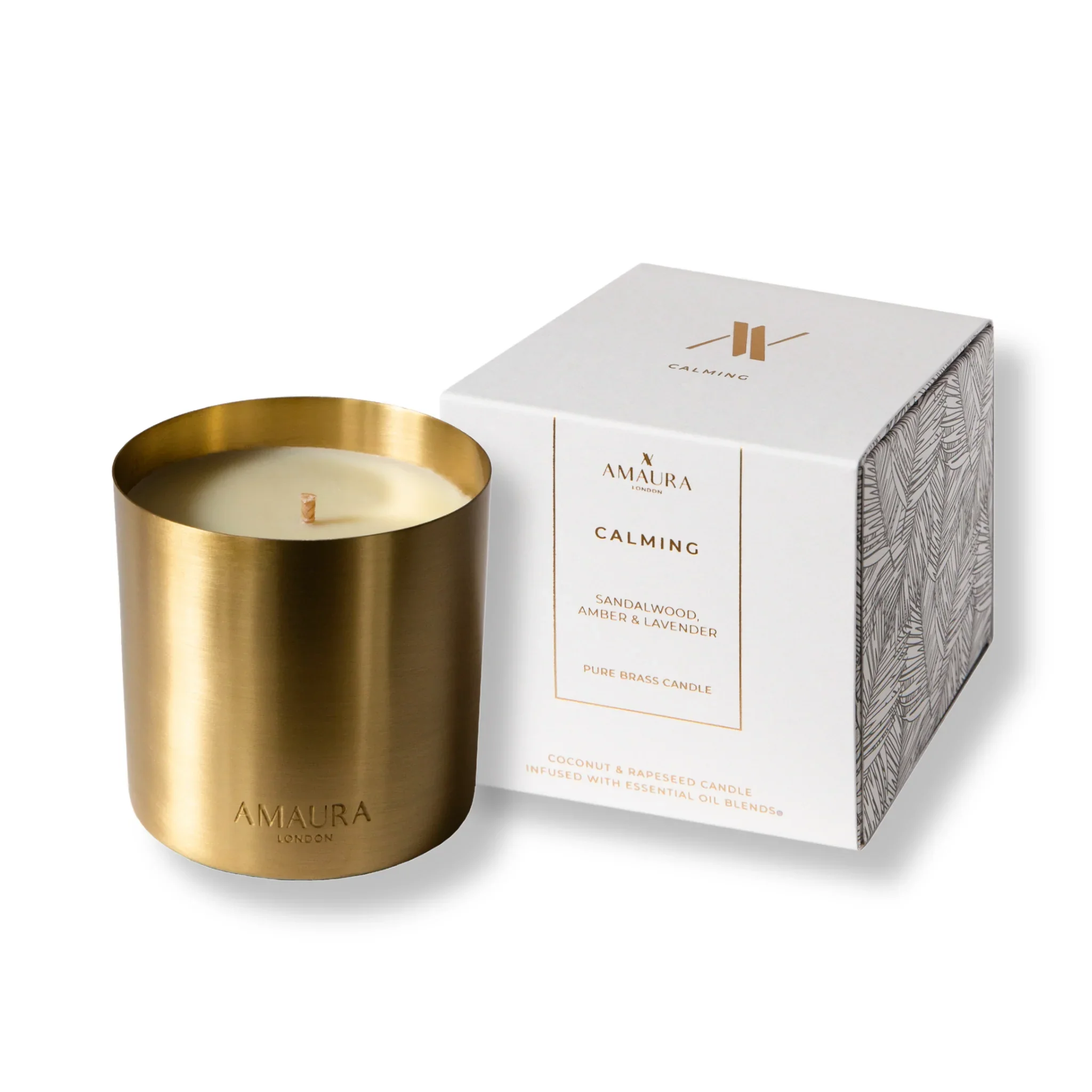 Amaura London | Calming – Luxury Candle | Sandalwood, Amber & Lavender | 280g 50hr burn
