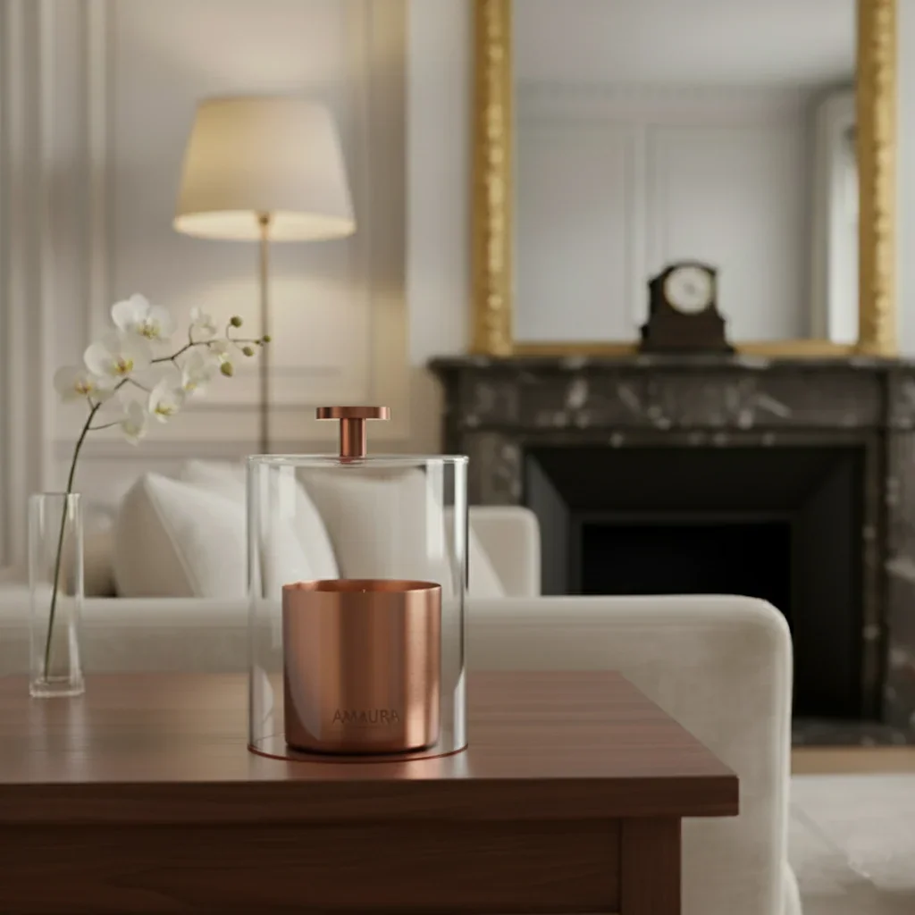 Amaura London  | Glass Candle Cloche | Copper Handle