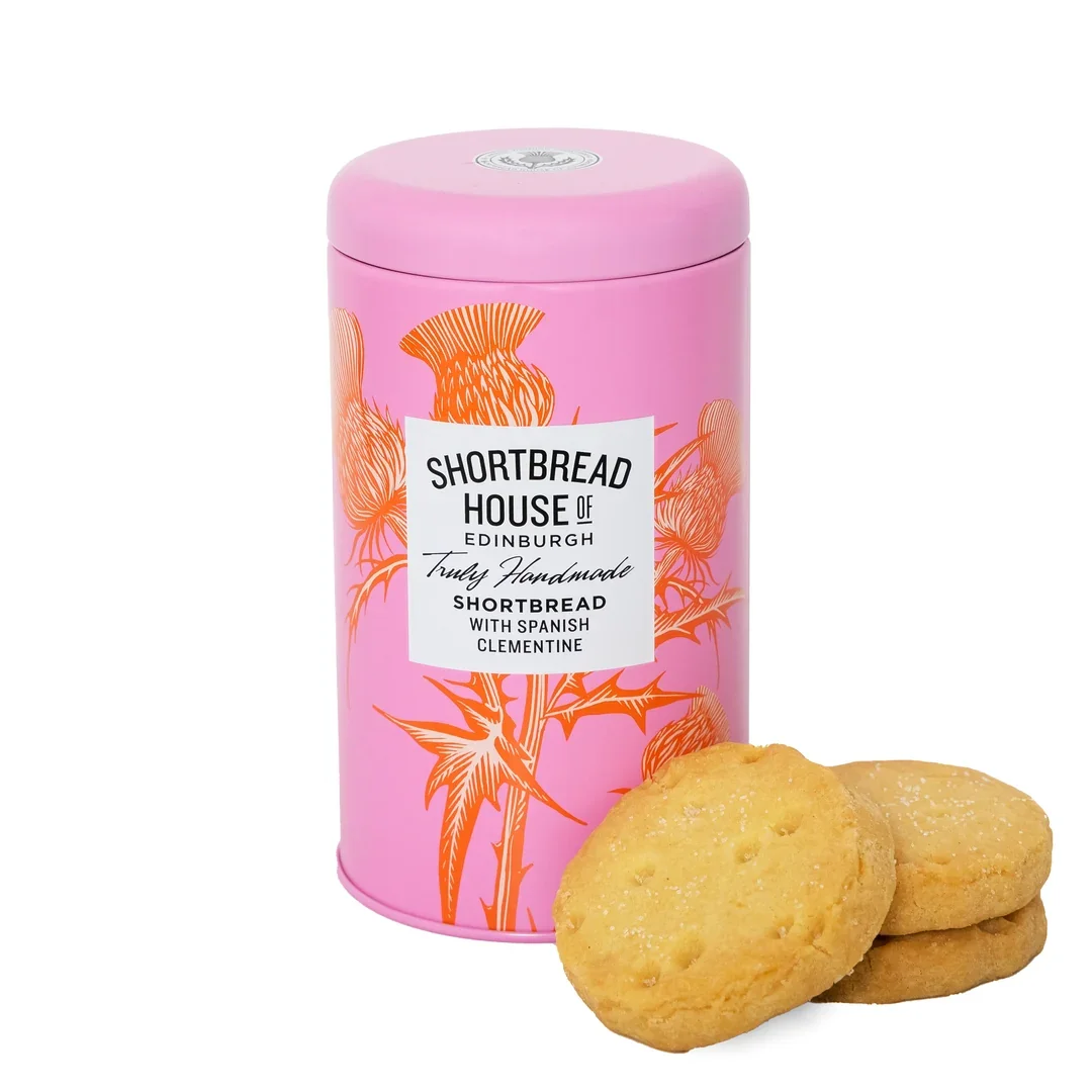 140g Tin of Truly Handmade Shortbread Biscuits with Spanish Clementine