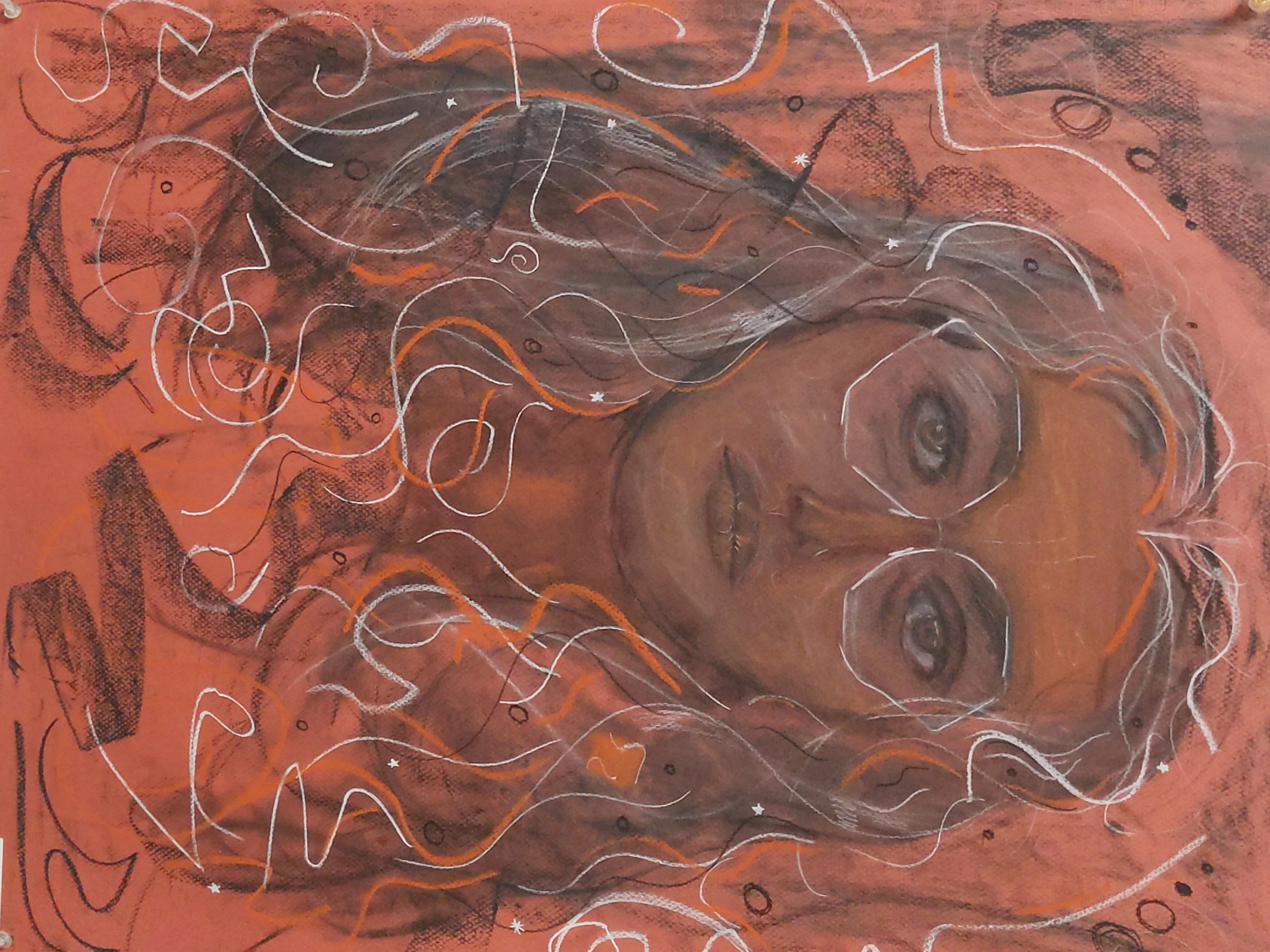 SELF PORTRAIT #2
2024
charcoal on color paper