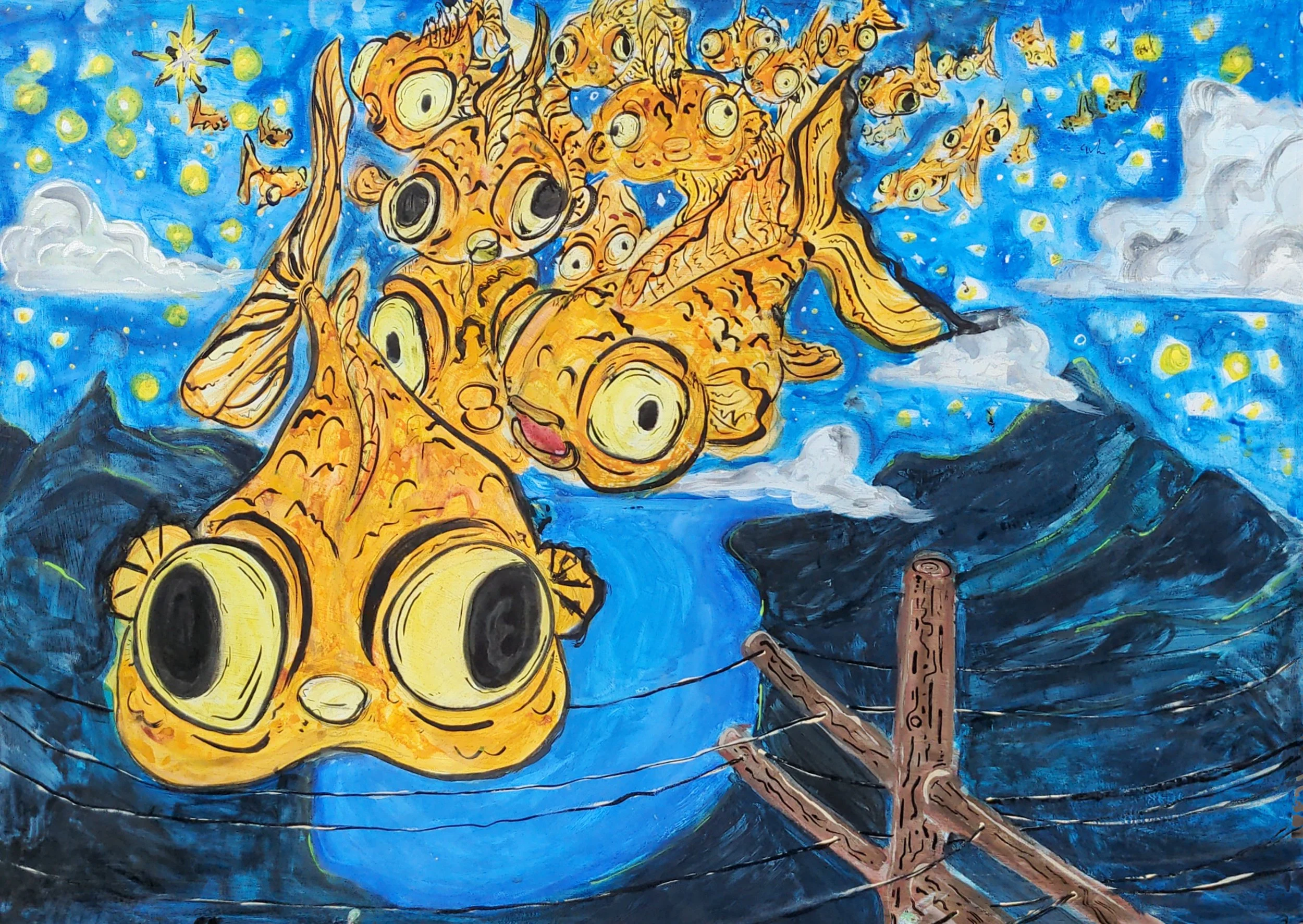 "STARRY OCEAN"
2025
watercolor, pastels, acrylic, and gouache