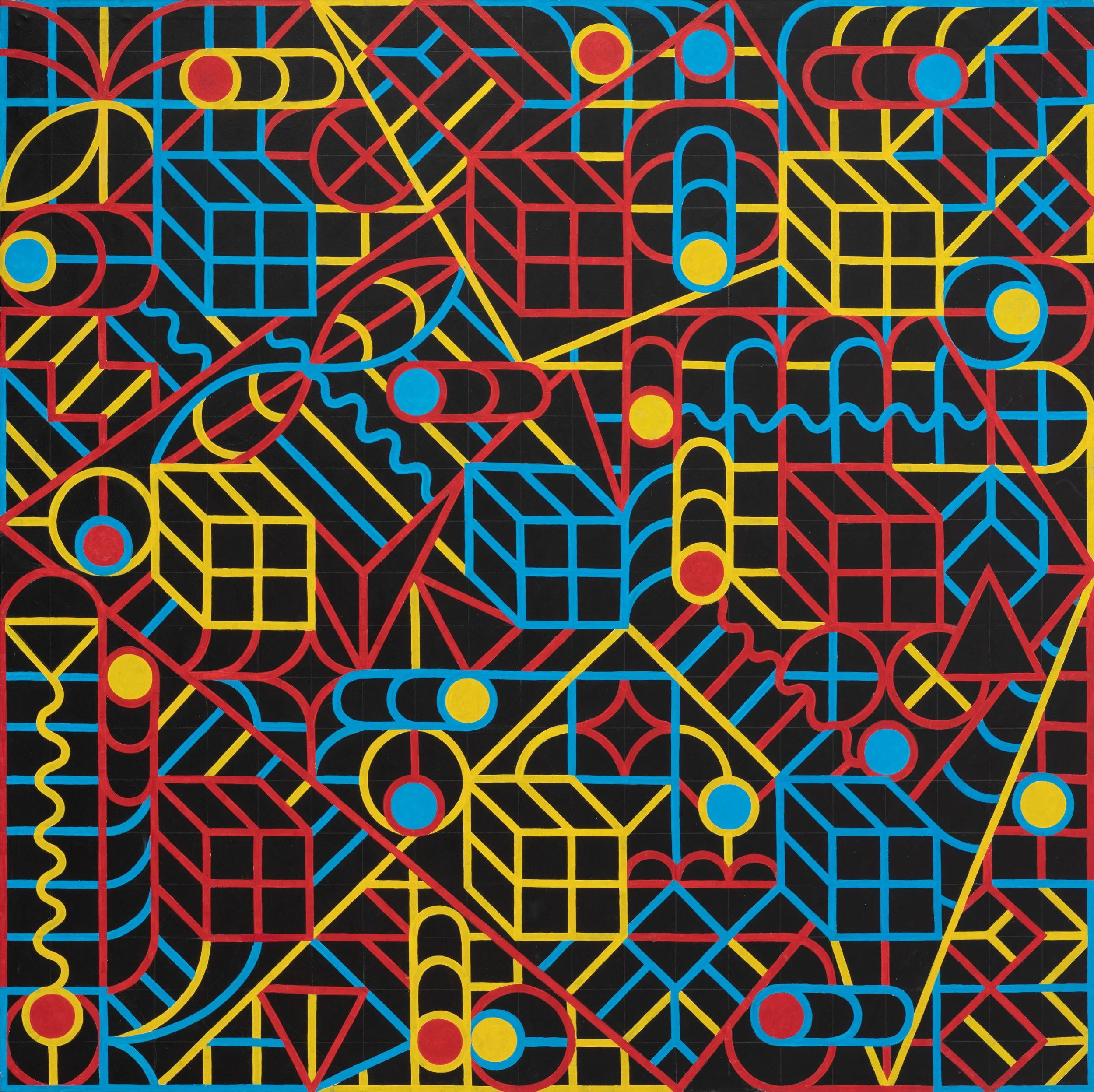 N.A.R.A.5, 2018, Mixta sobre tela, 195 x 195 cm