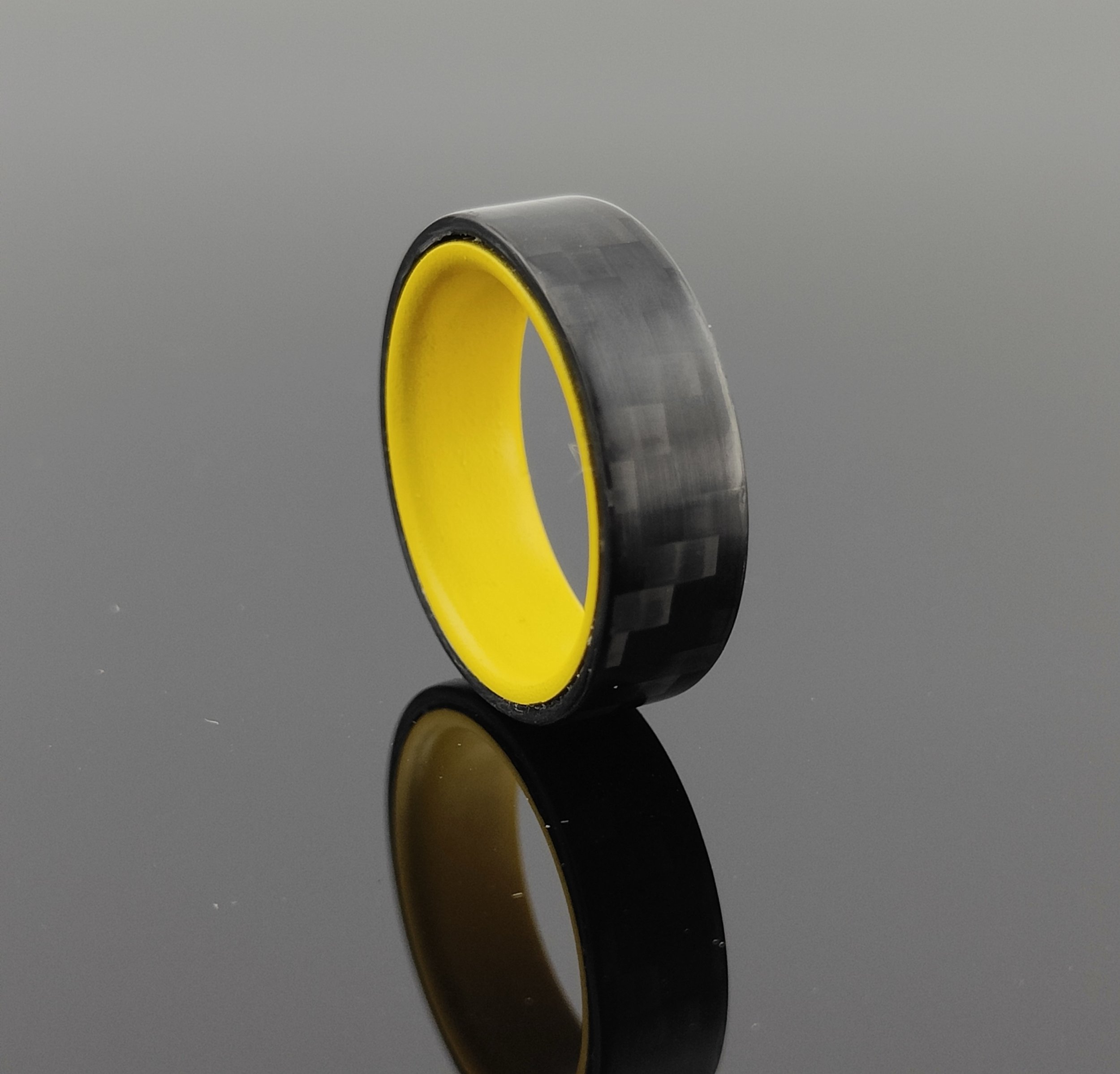 Voltage Yellow Carbon Fibre & Aluminium Ring — Voltage Yellow Ceramic-Coated Interior