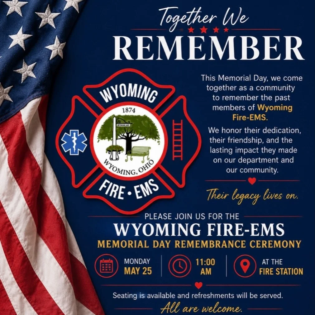 Memorial Day gives us the opportunity to come together as a community to remember those who came before us &mdash; the men and women who proudly served both our country and the Wyoming Fire-EMS family.

We especially honor the past members of our dep