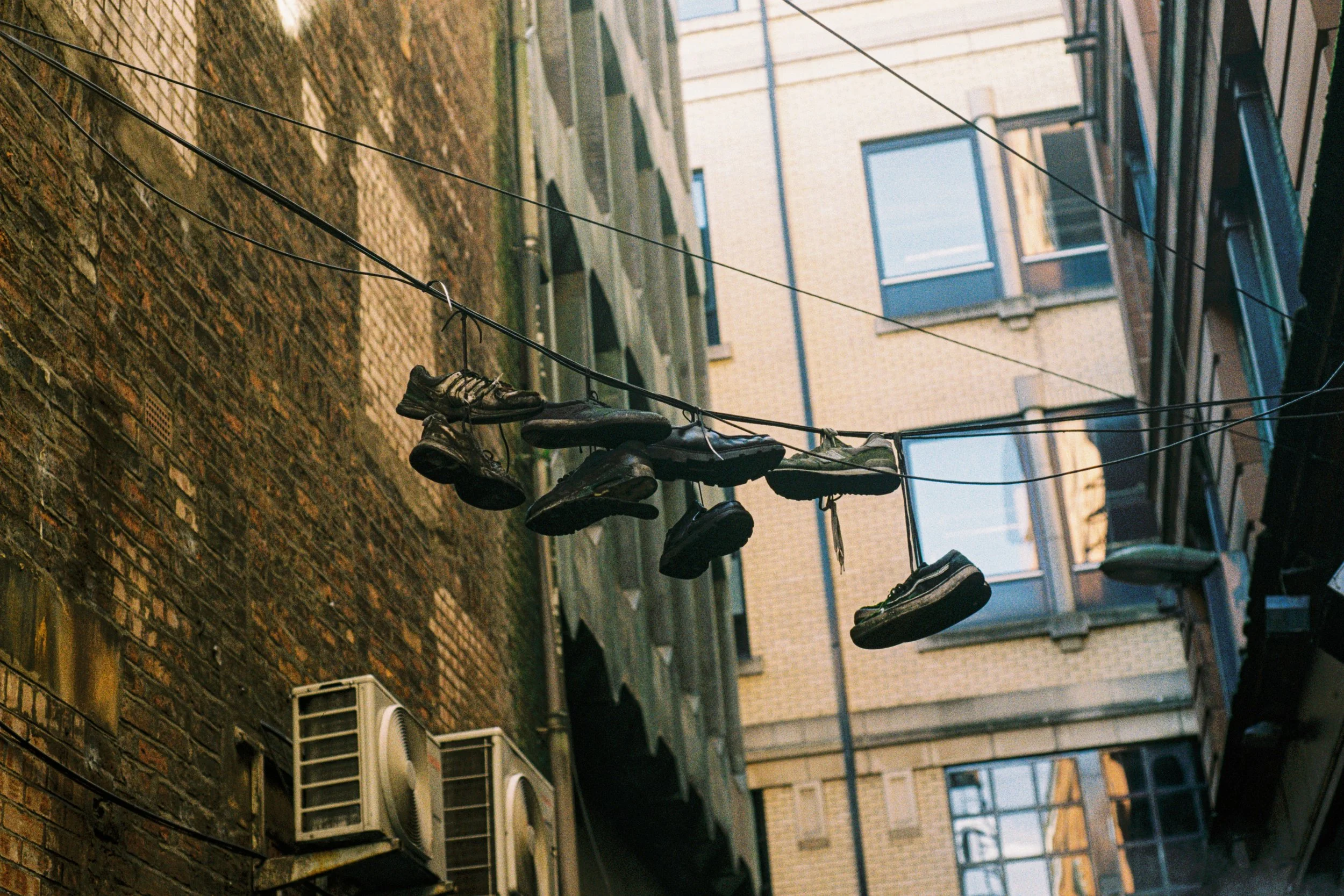 Hanging Shoes Glasgow Street Photography Print