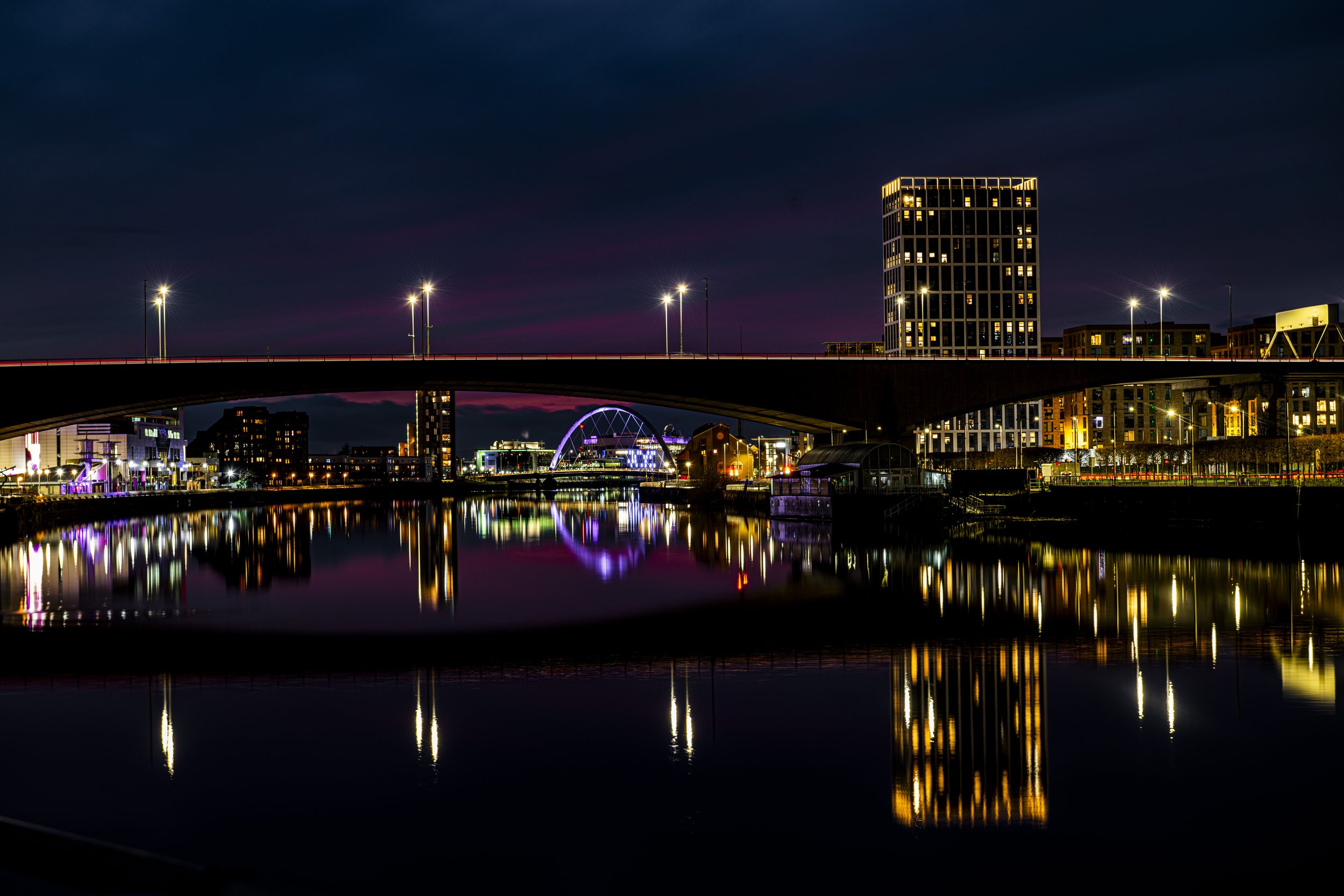 Glasgow After Dark, Clyde Night Photography Print